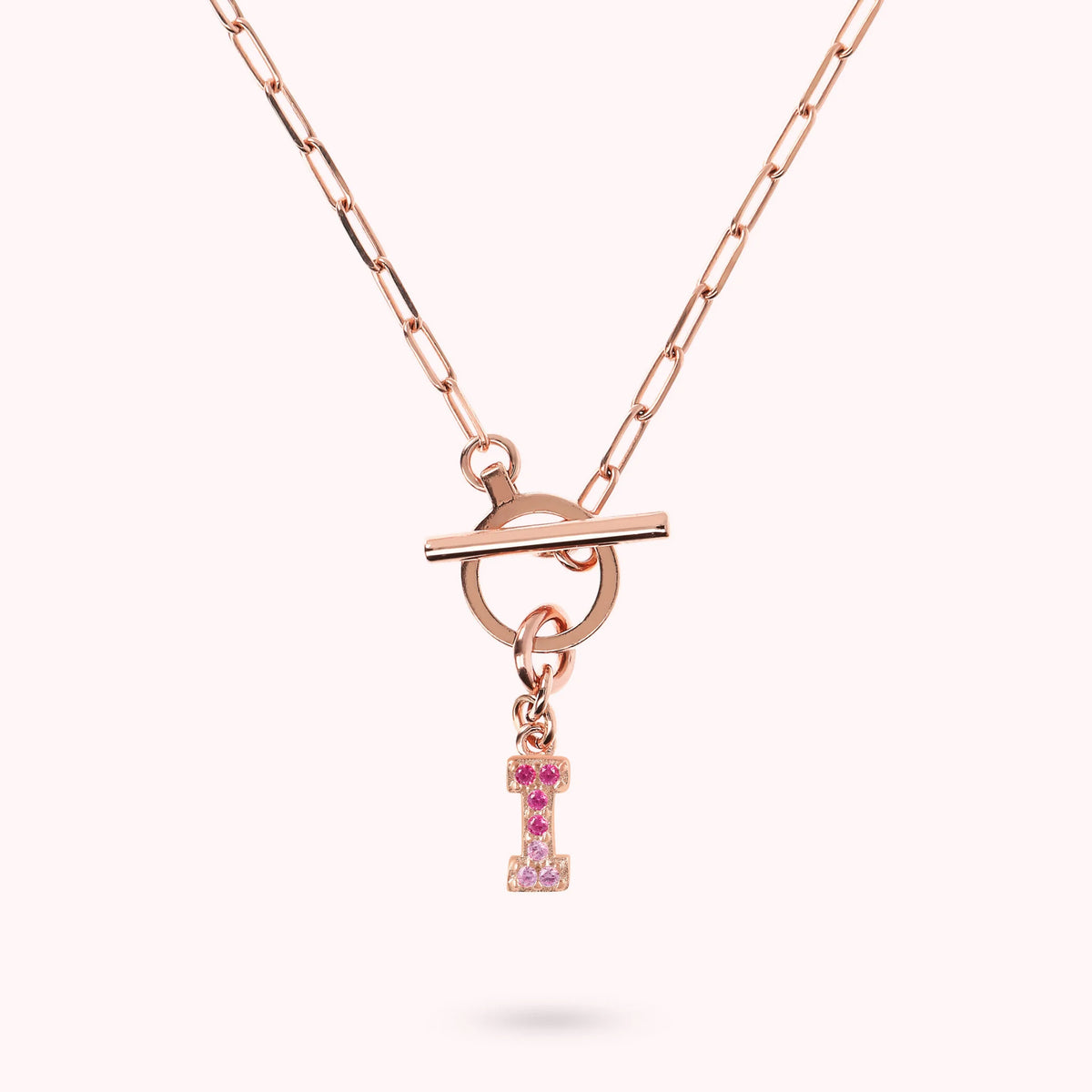 Mini Paper Link Bracelet with Letter Pavé and T-Bar