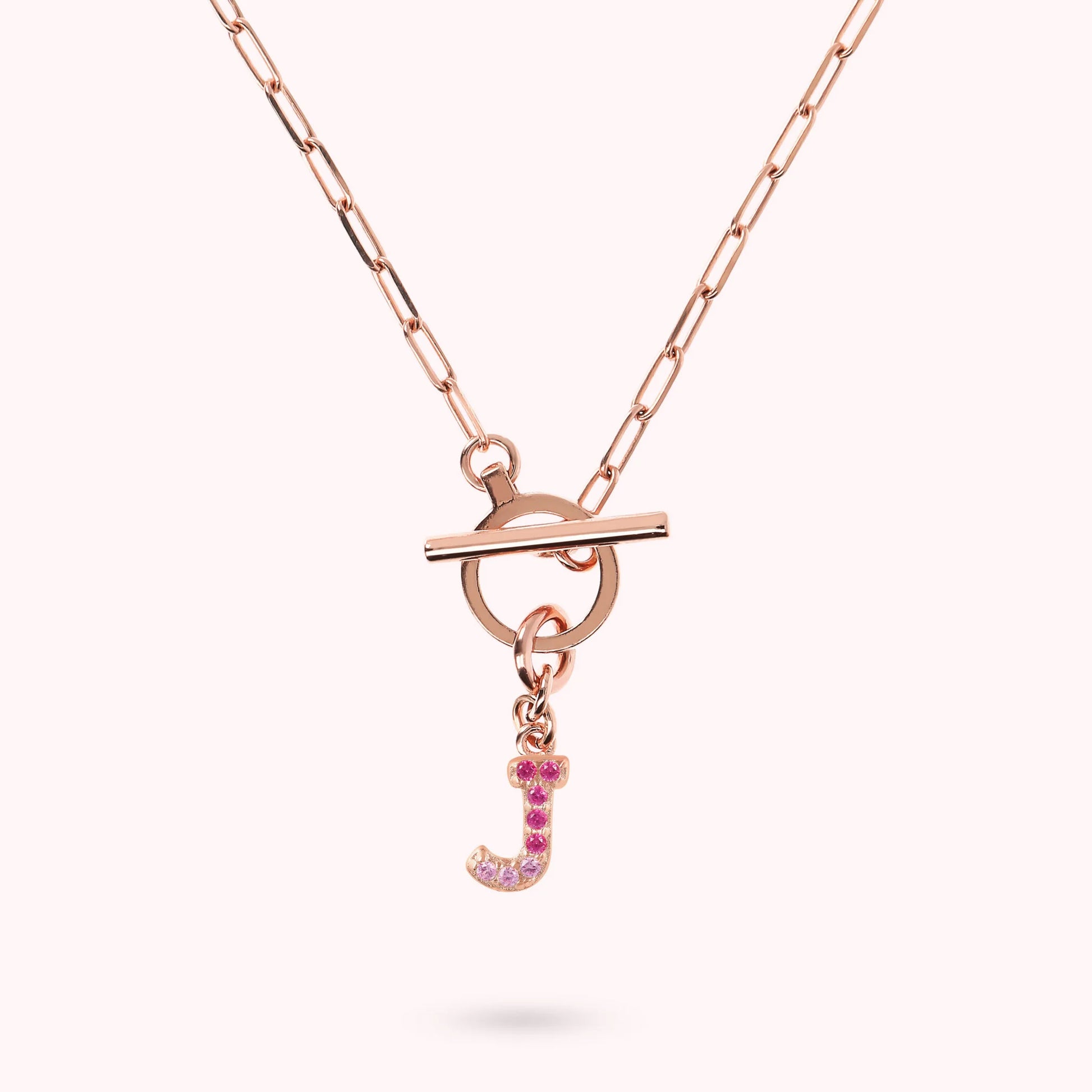 Mini Paper Link Bracelet with Letter Pavé and T-Bar