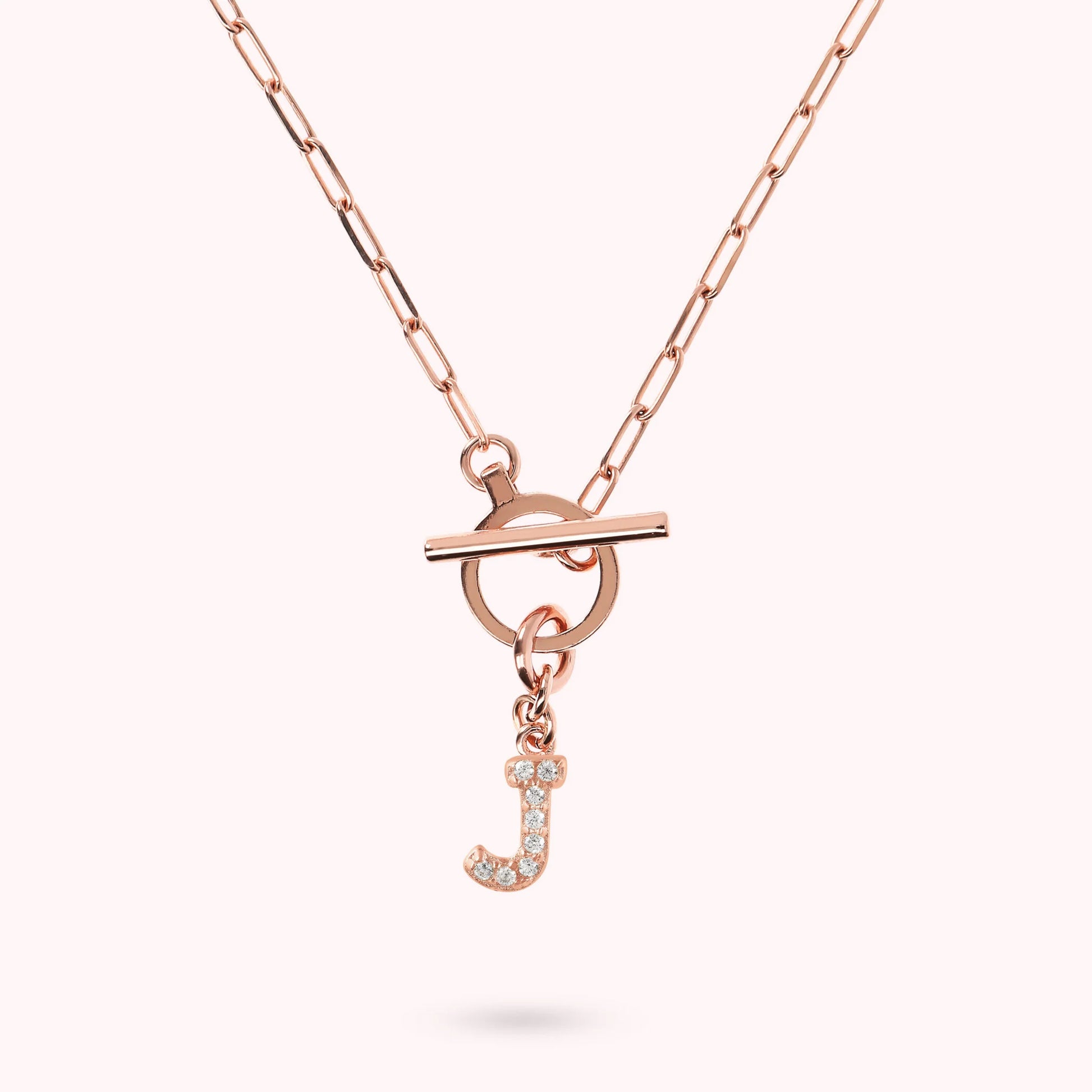 Mini Paper Link Bracelet with Letter Pavé and T-Bar