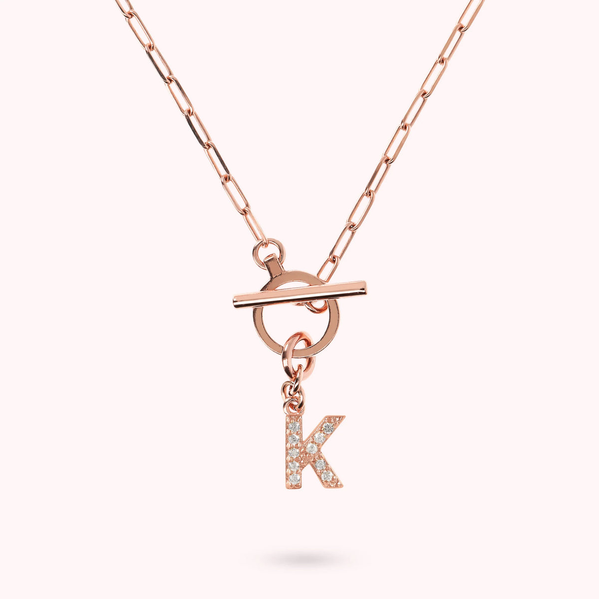 Mini Paper Link Bracelet with Letter Pavé and T-Bar