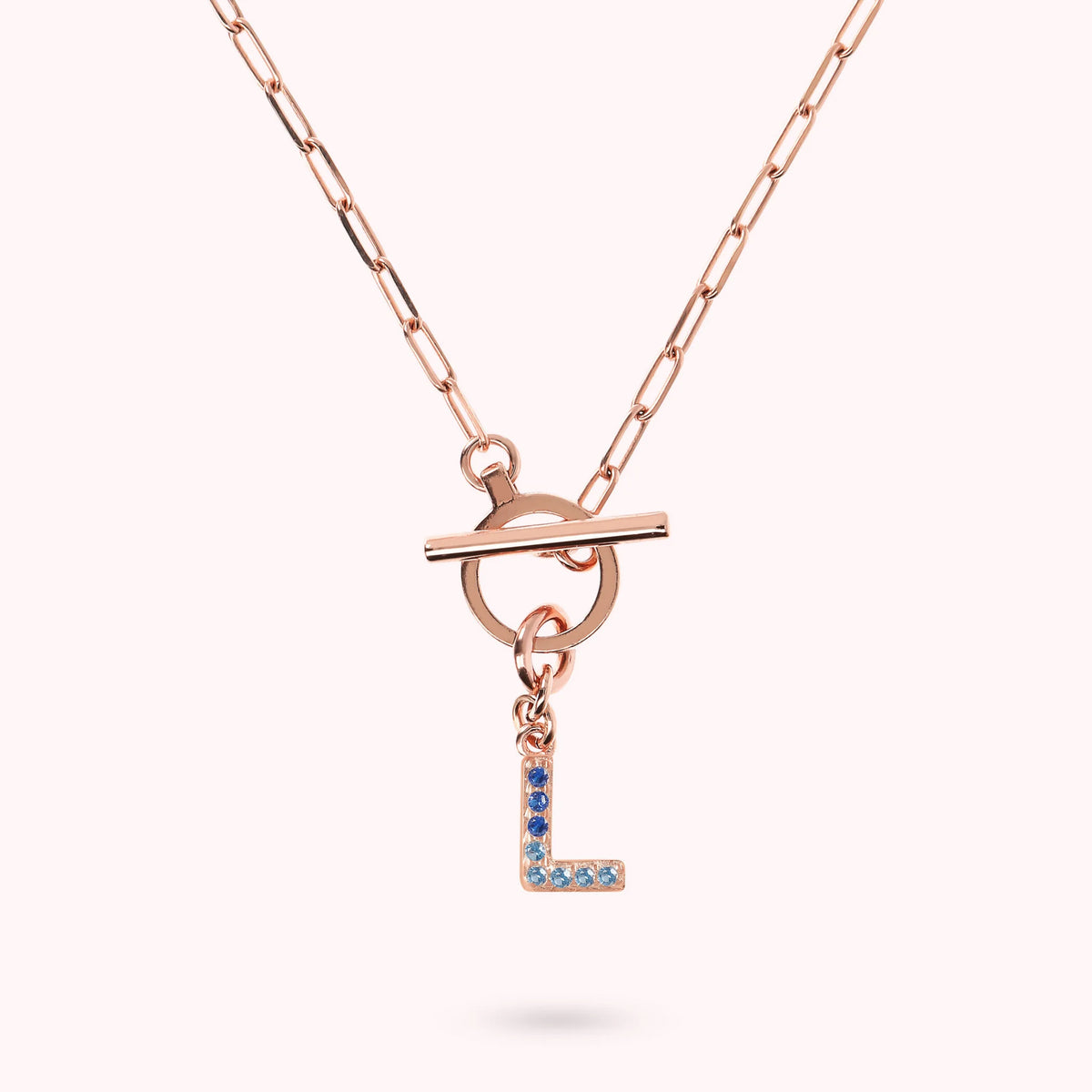 Mini Paper Link Bracelet with Letter Pavé and T-Bar