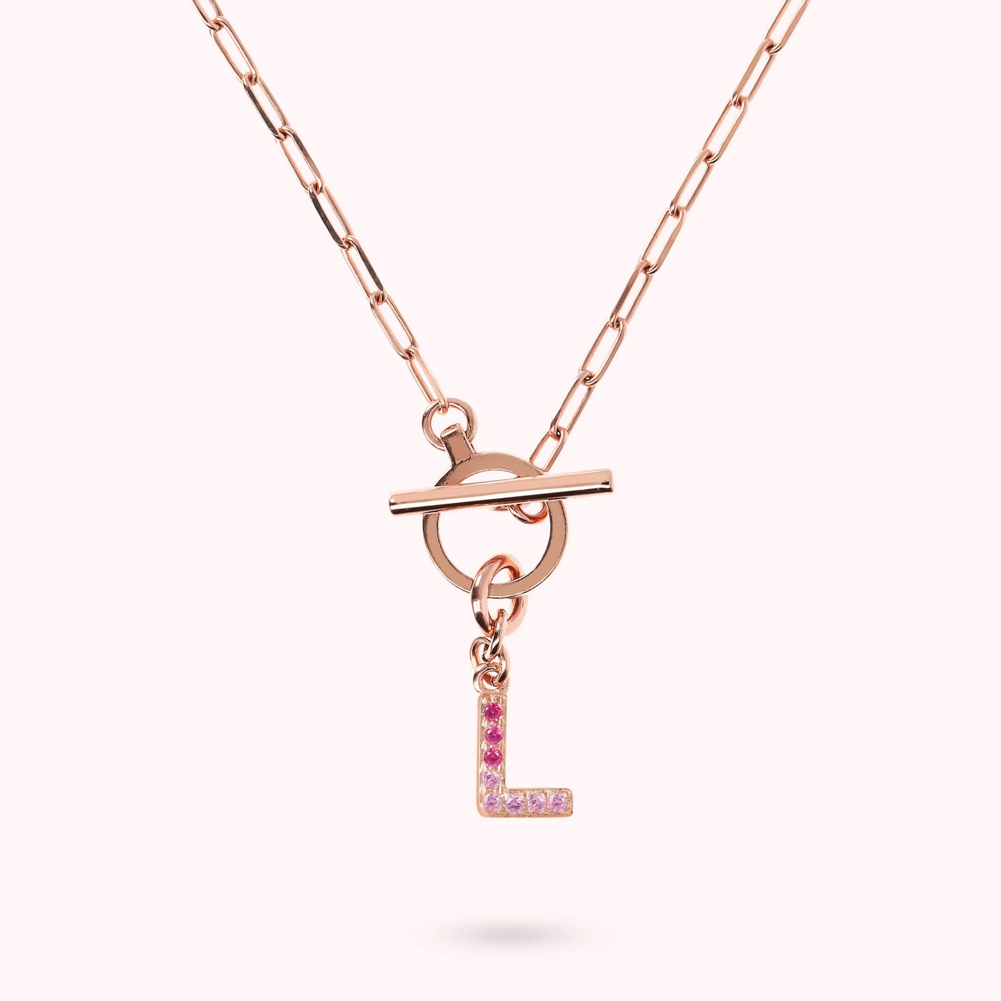 Mini Paper Link Bracelet with Letter Pavé and T-Bar