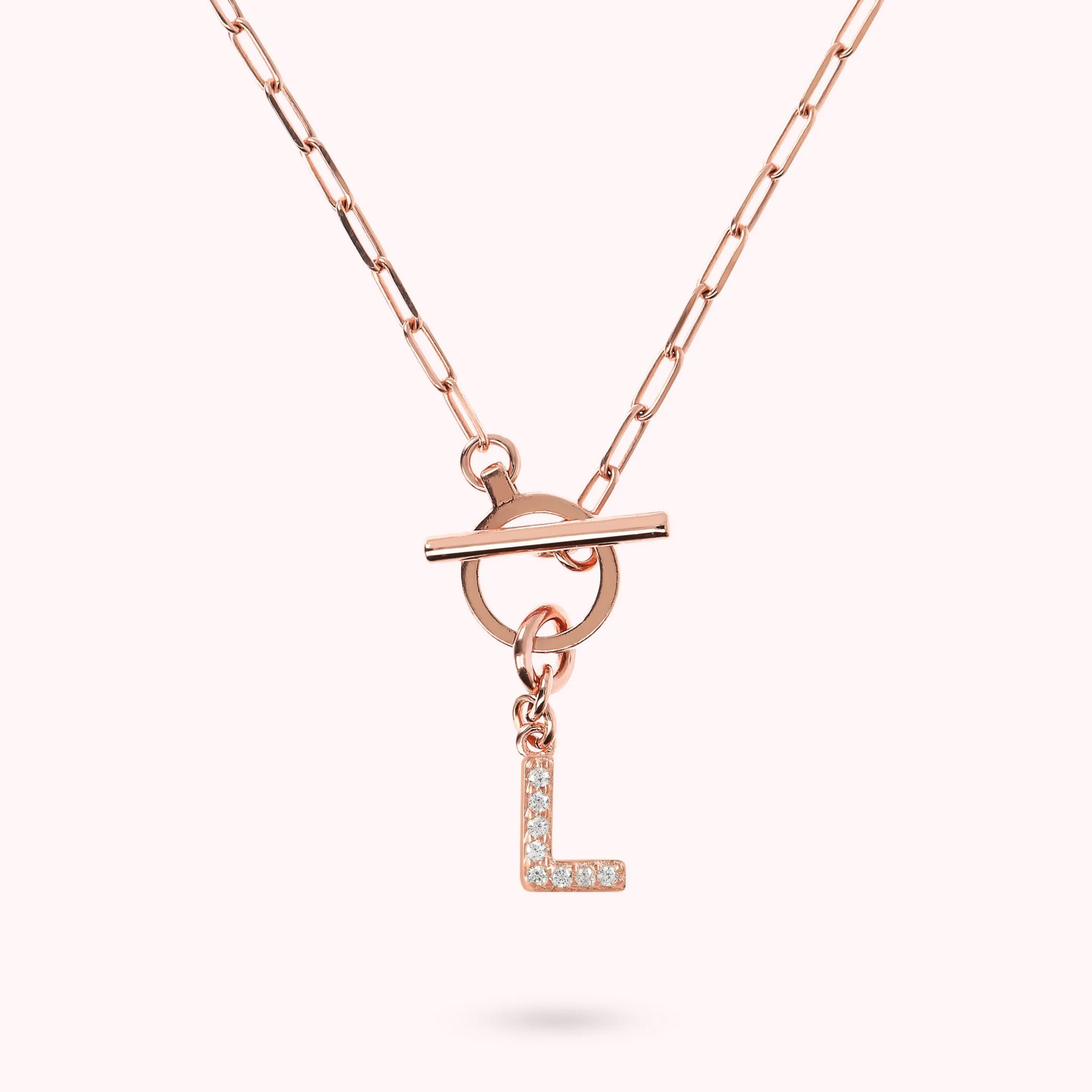 Mini Paper Link Bracelet with Letter Pavé and T-Bar