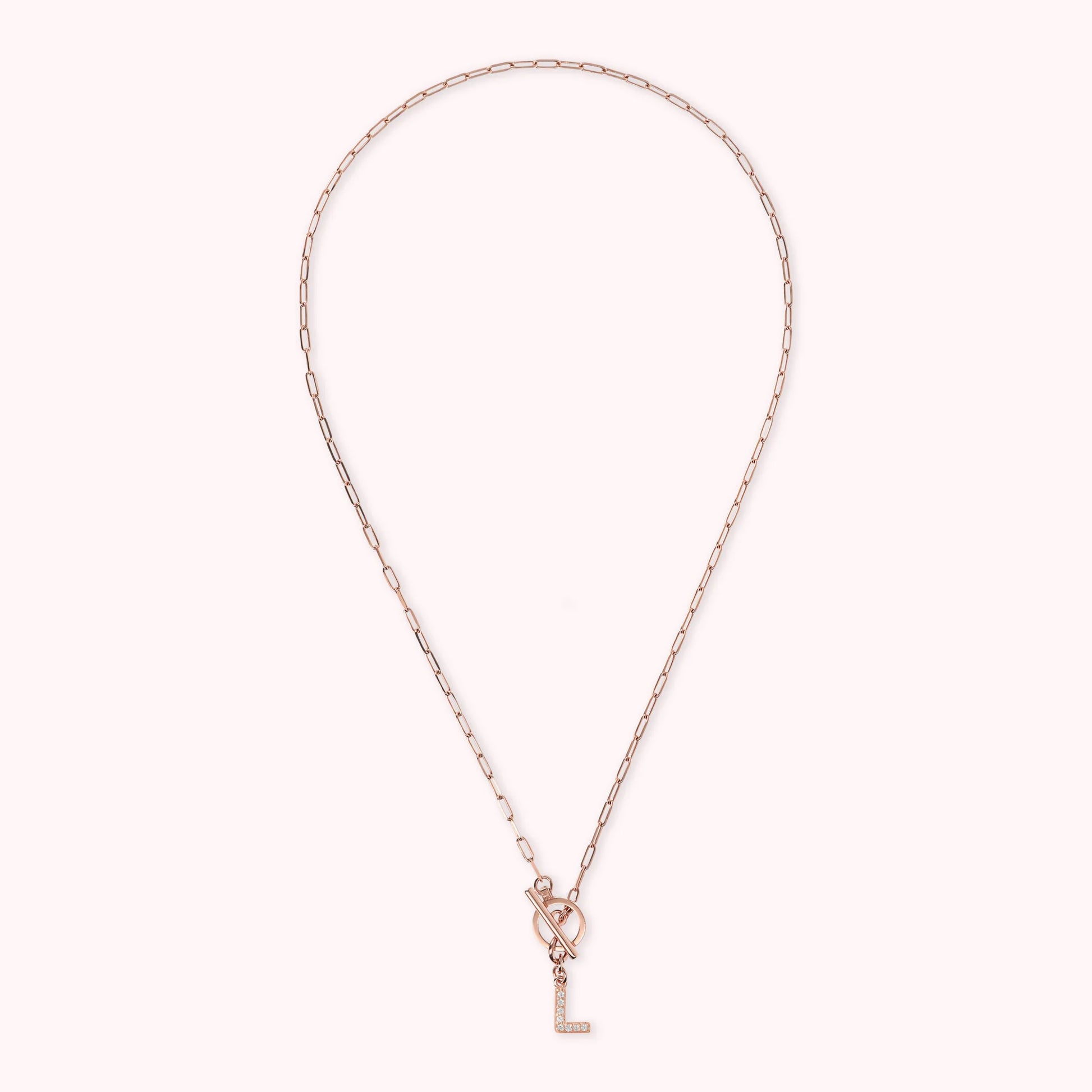 Mini Paper Link Bracelet with Letter Pavé and T-Bar