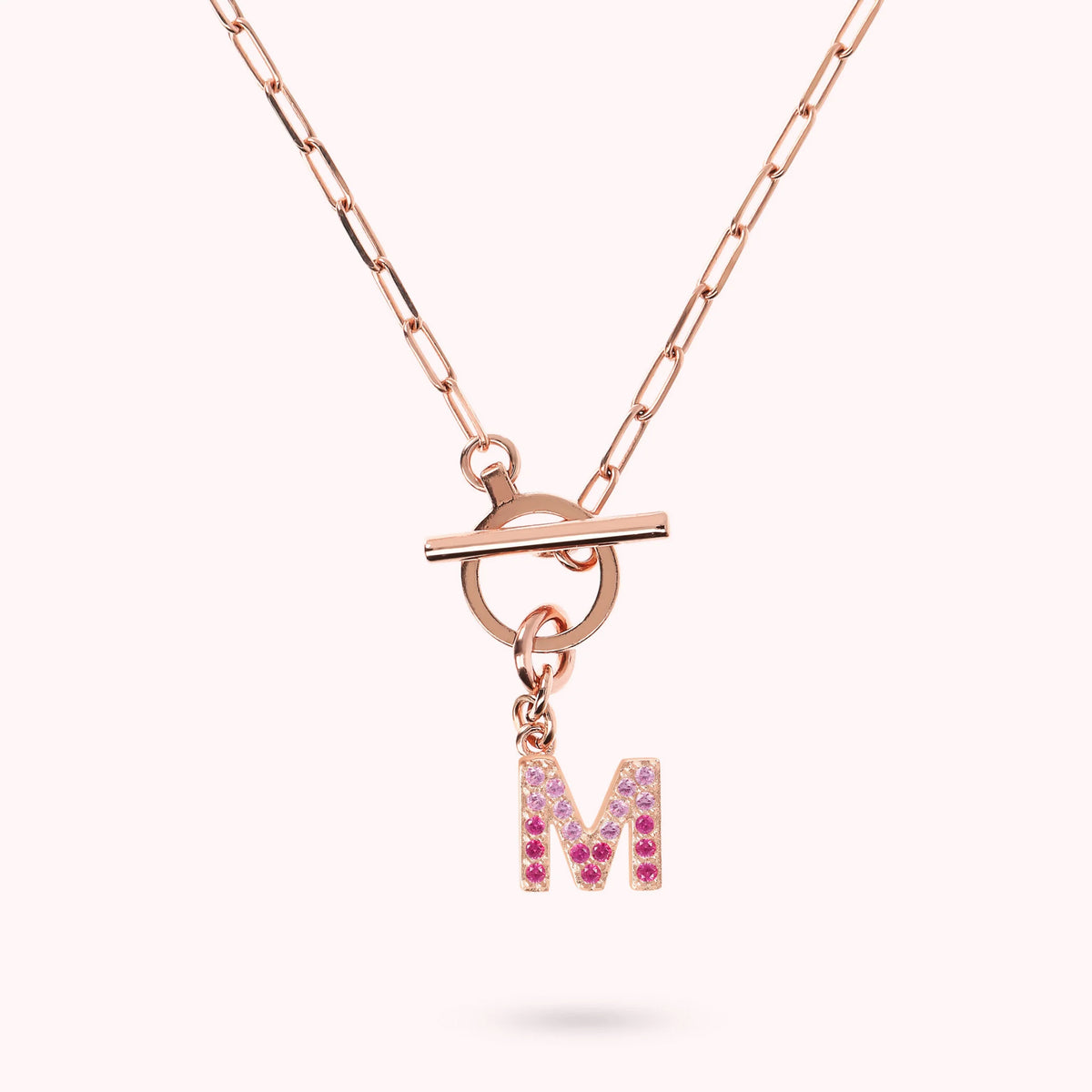 Mini Paper Link Bracelet with Letter Pavé and T-Bar