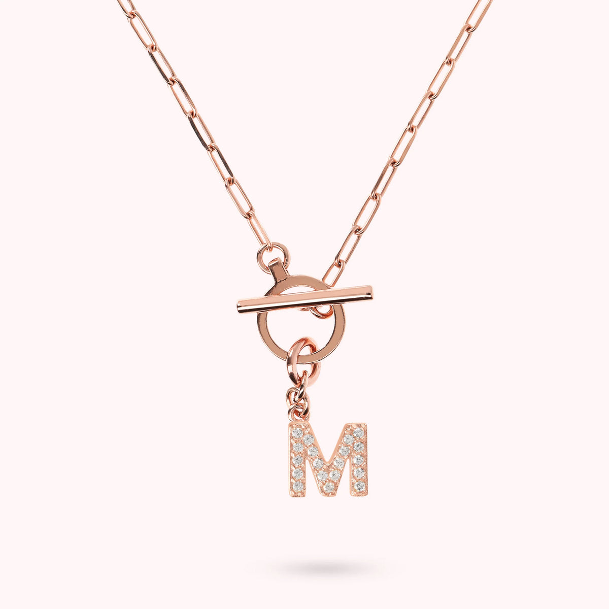 Mini Paper Link Bracelet with Letter Pavé and T-Bar