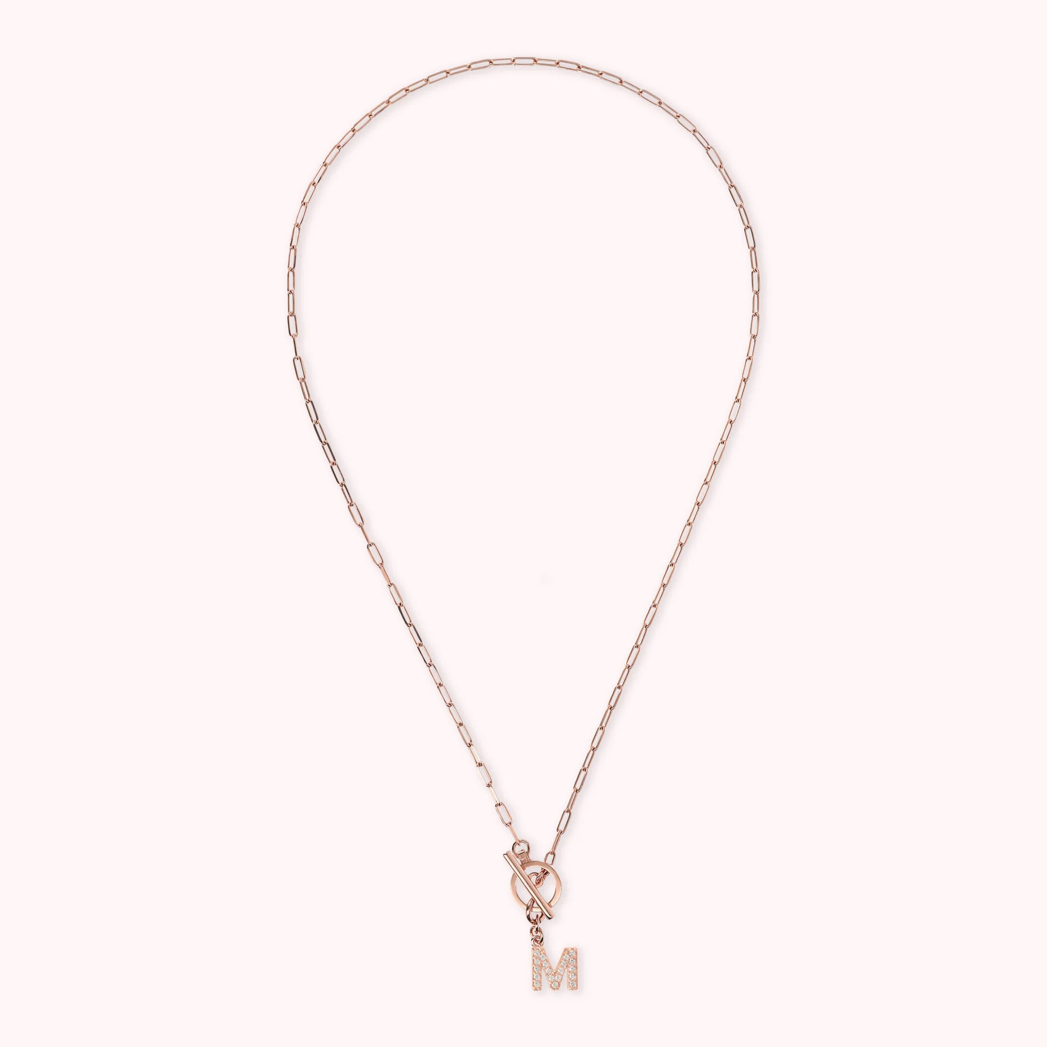 Collana Catena Forzatina con Pendente Lettera Pavé in Cubic Zirconia