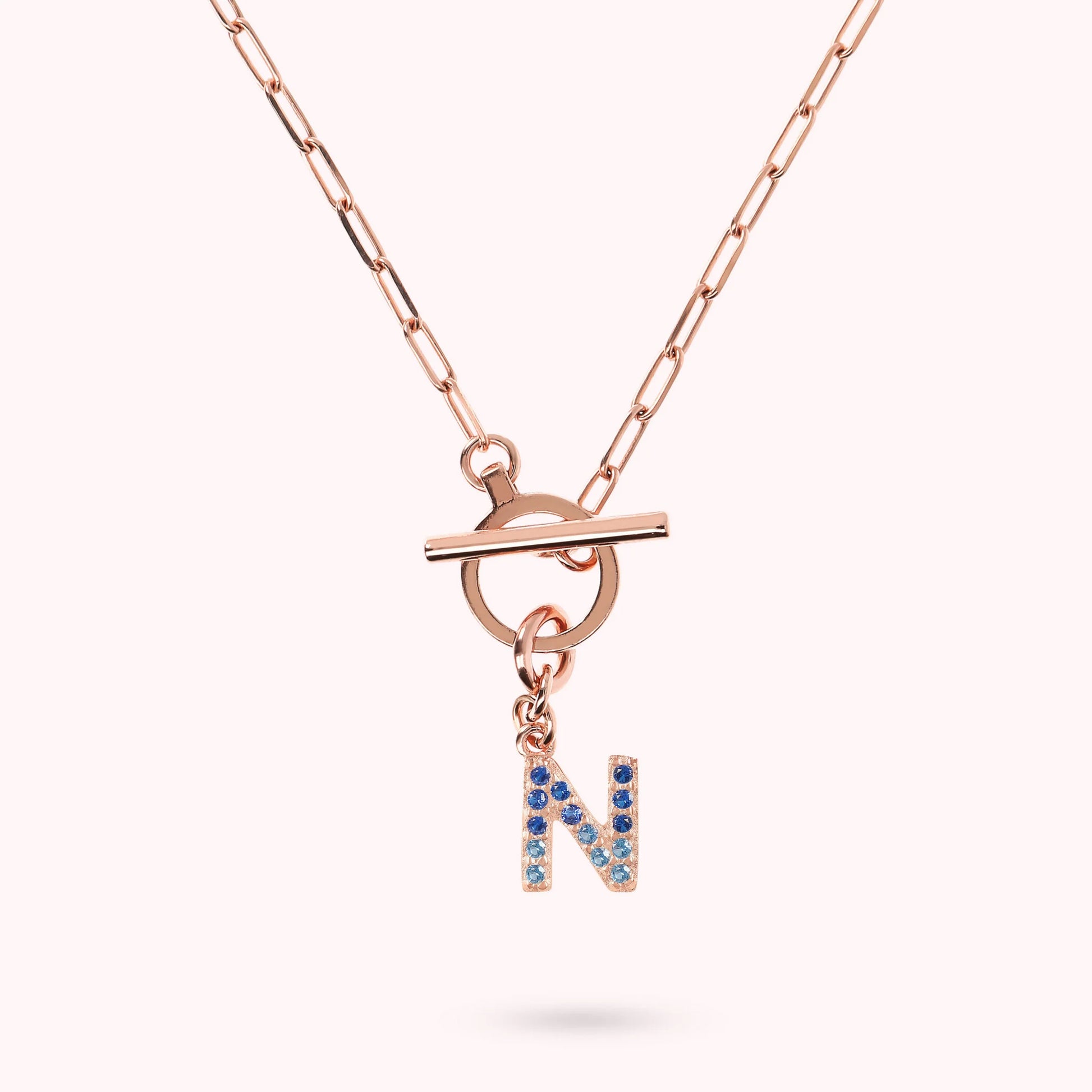 Mini Paper Link Bracelet with Letter Pavé and T-Bar