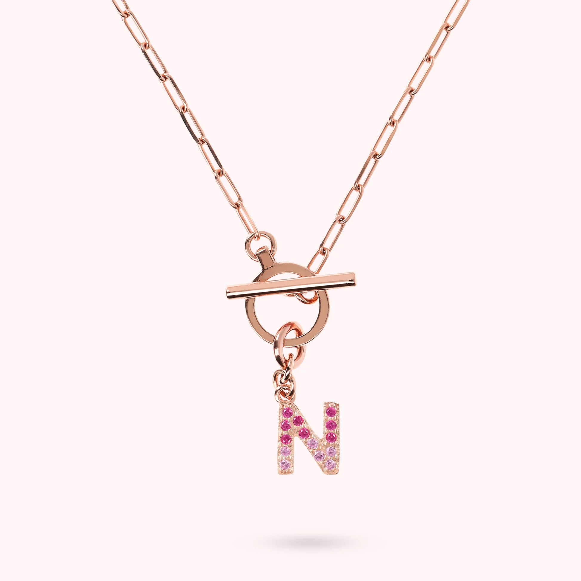 Mini Paper Link Bracelet with Letter Pavé and T-Bar