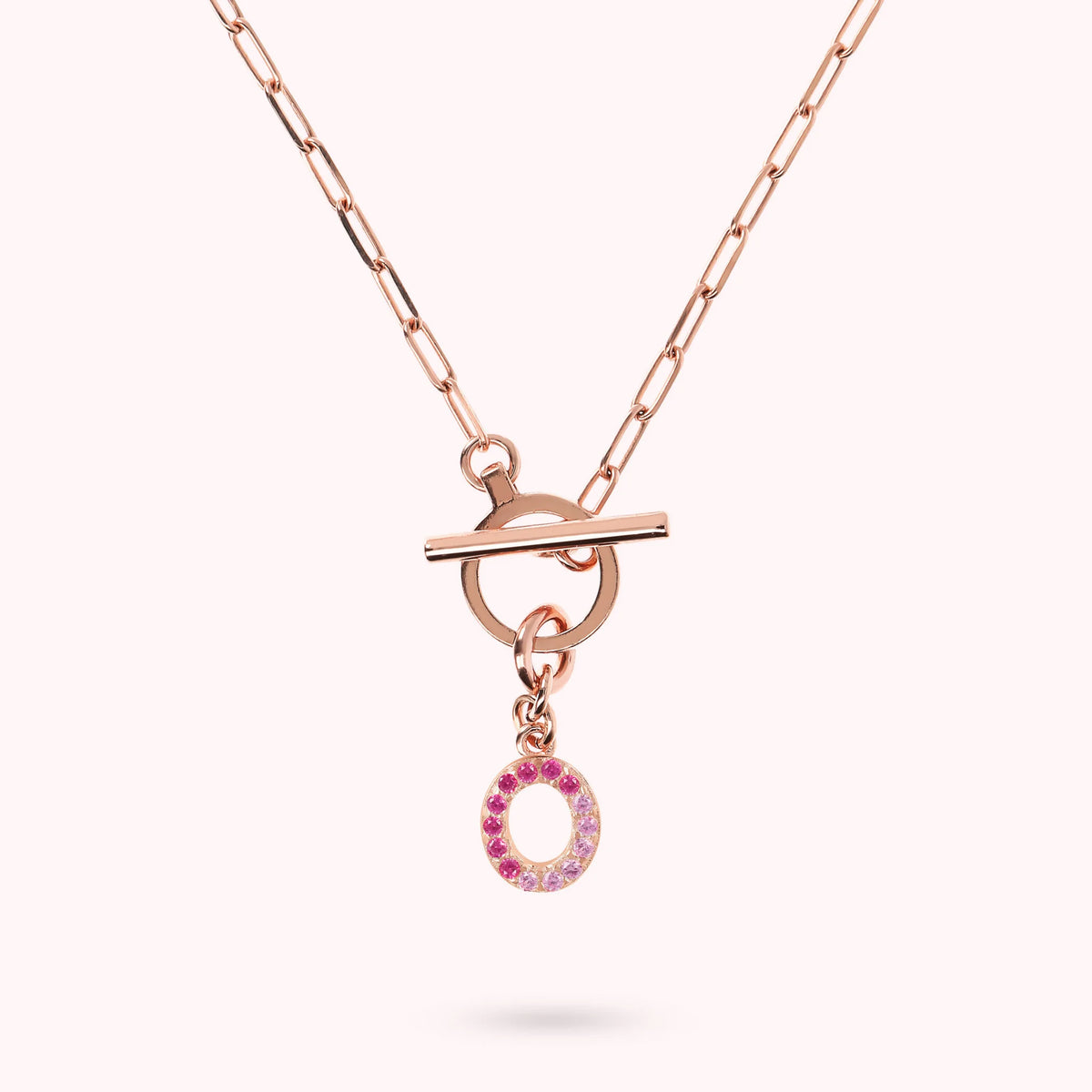 Mini Paper Link Bracelet with Letter Pavé and T-Bar