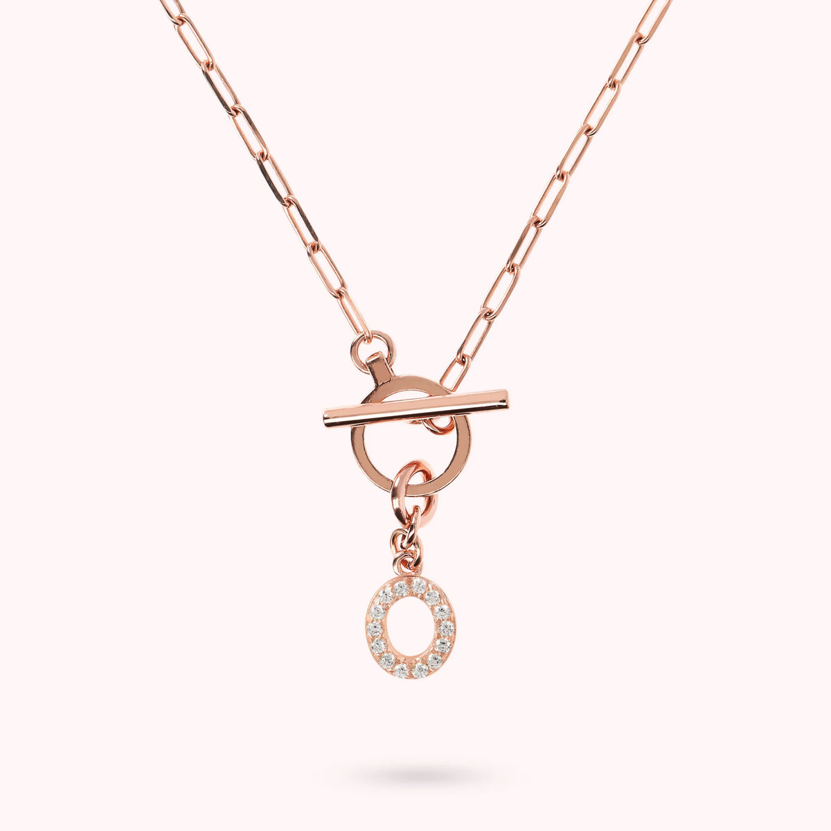 Mini Paper Link Bracelet with Letter Pavé and T-Bar