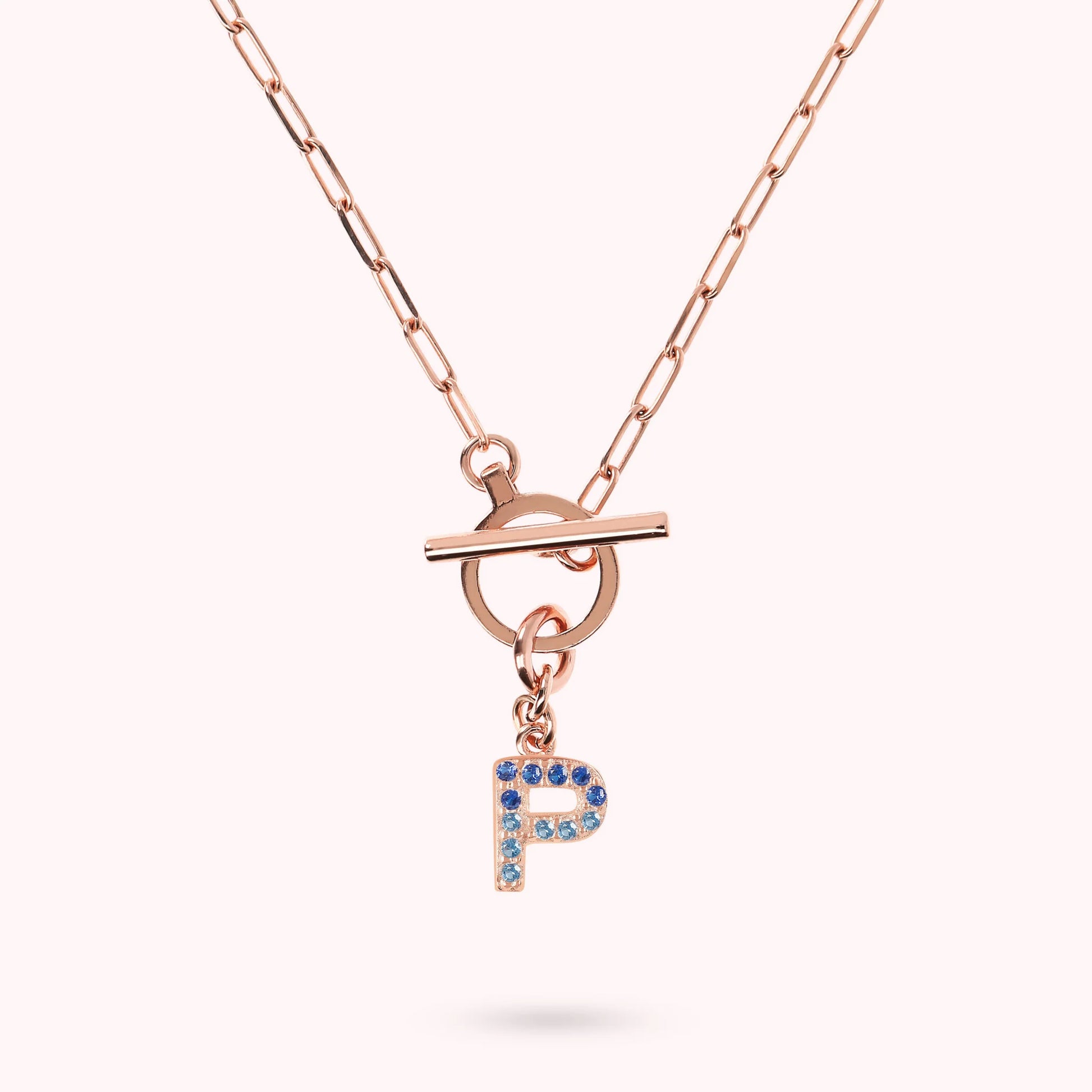 Mini Paper Link Bracelet with Letter Pavé and T-Bar