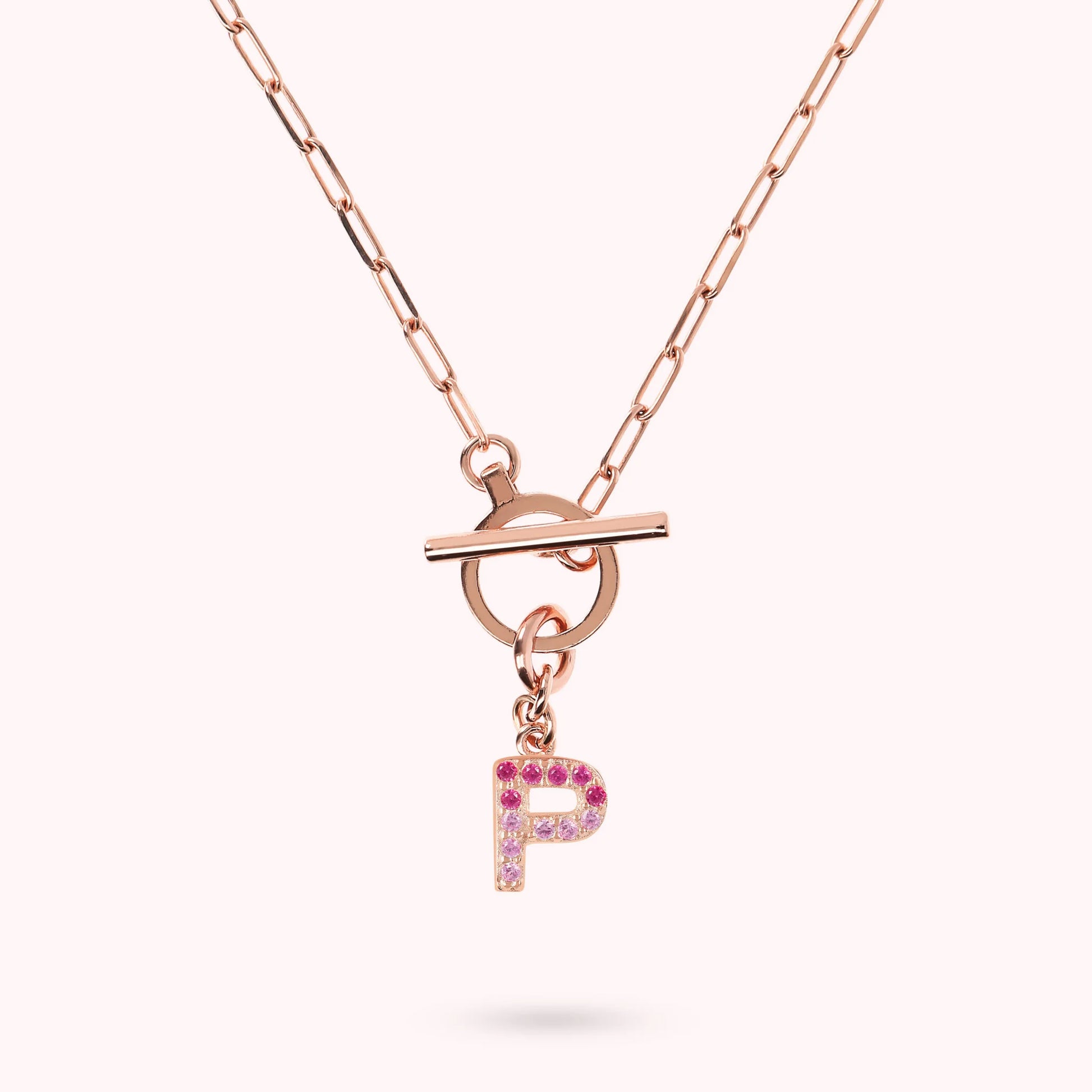 Mini Paper Link Bracelet with Letter Pavé and T-Bar