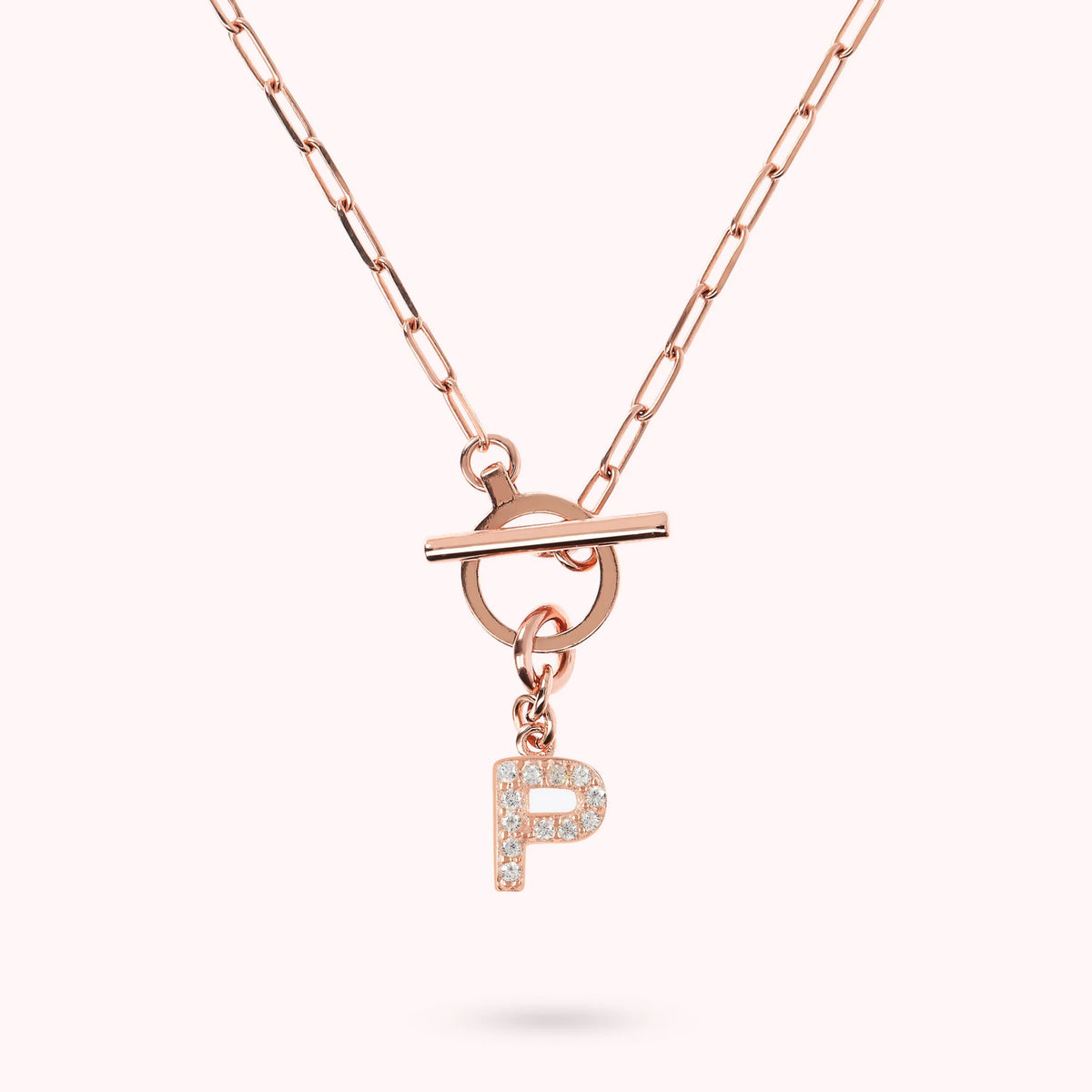 Mini Paper Link Bracelet with Letter Pavé and T-Bar