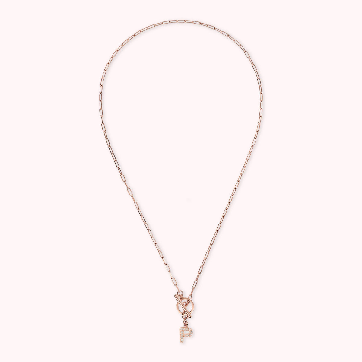 Mini Paper Link Bracelet with Letter Pavé and T-Bar