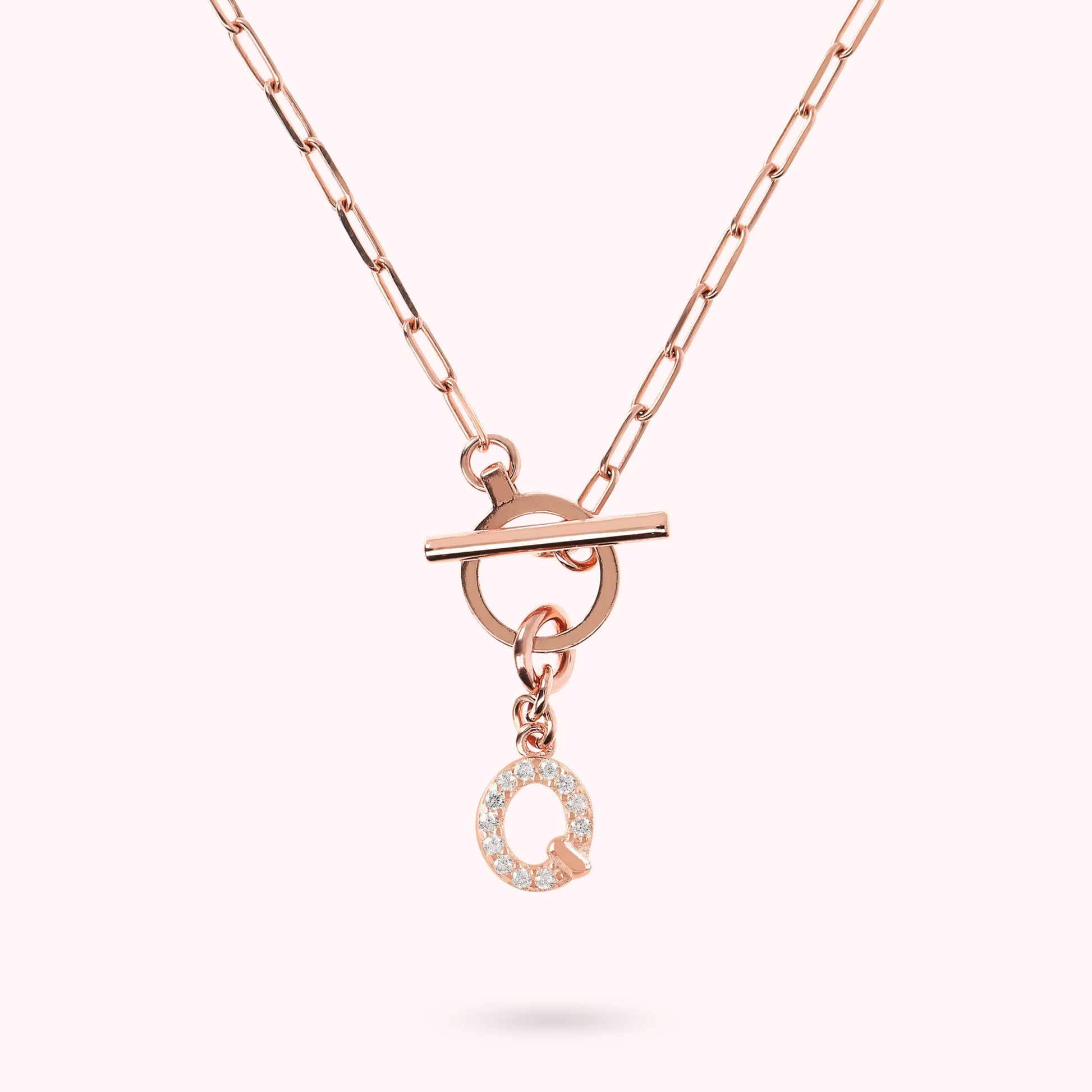 Mini Paper Link Bracelet with Letter Pavé and T-Bar