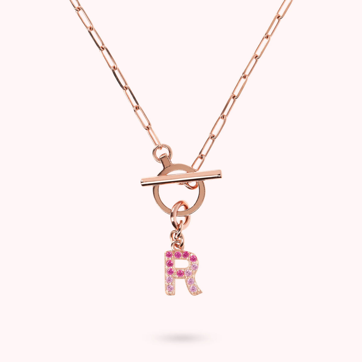 Mini Paper Link Bracelet with Letter Pavé and T-Bar