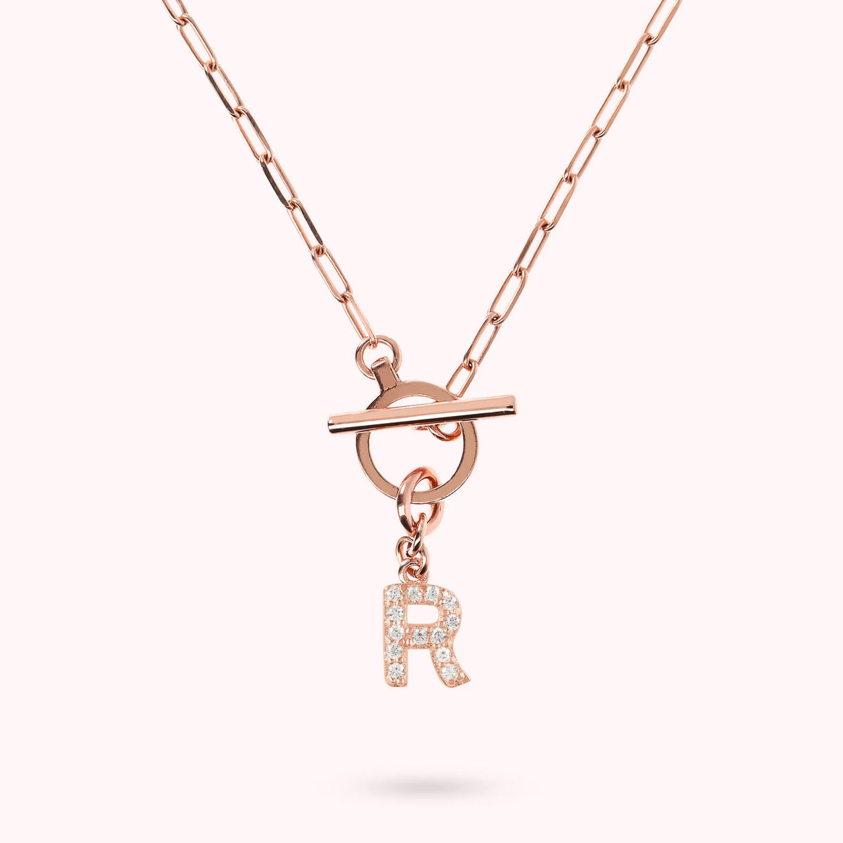 Mini Paper Link Bracelet with Letter Pavé and T-Bar