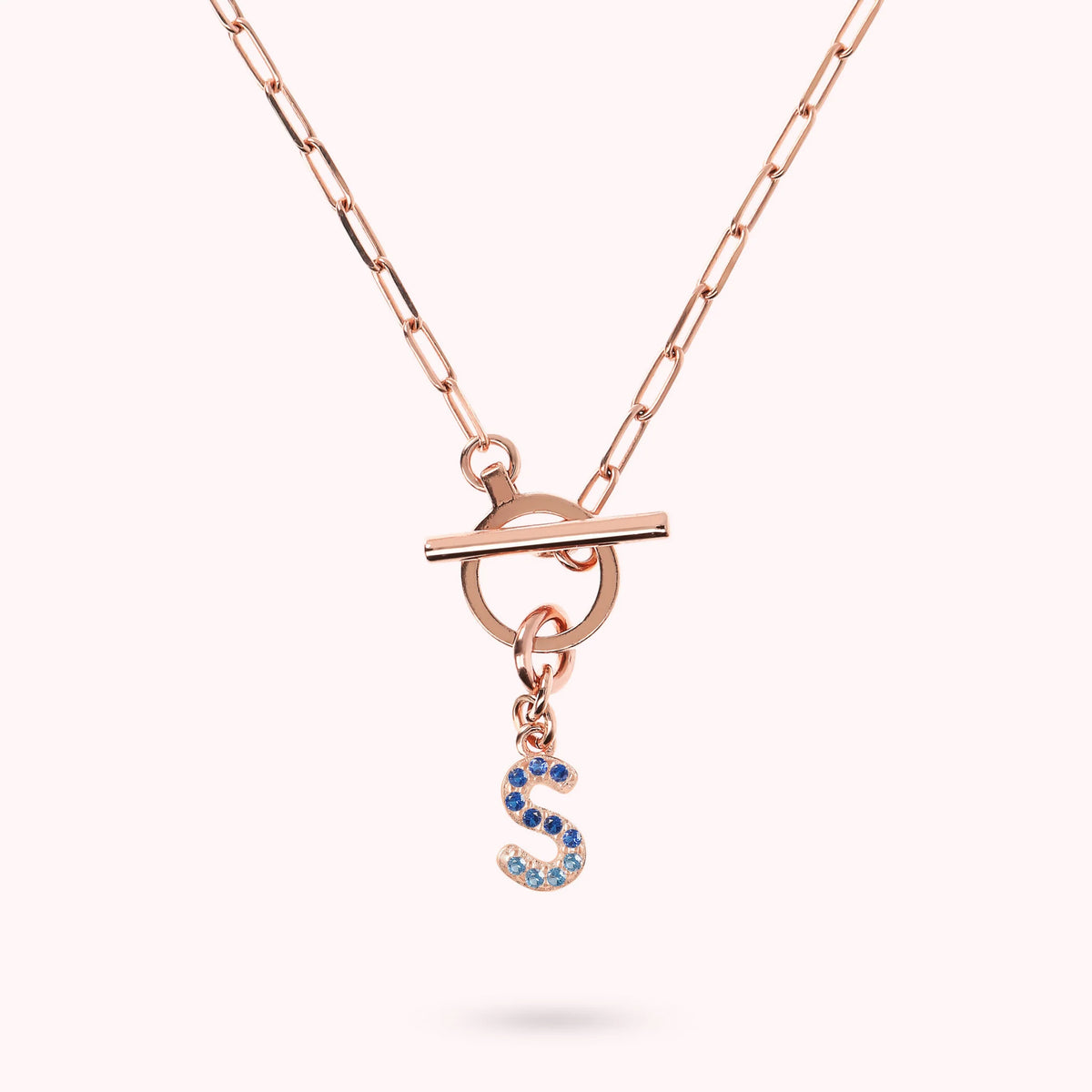 Mini Paper Link Bracelet with Letter Pavé and T-Bar