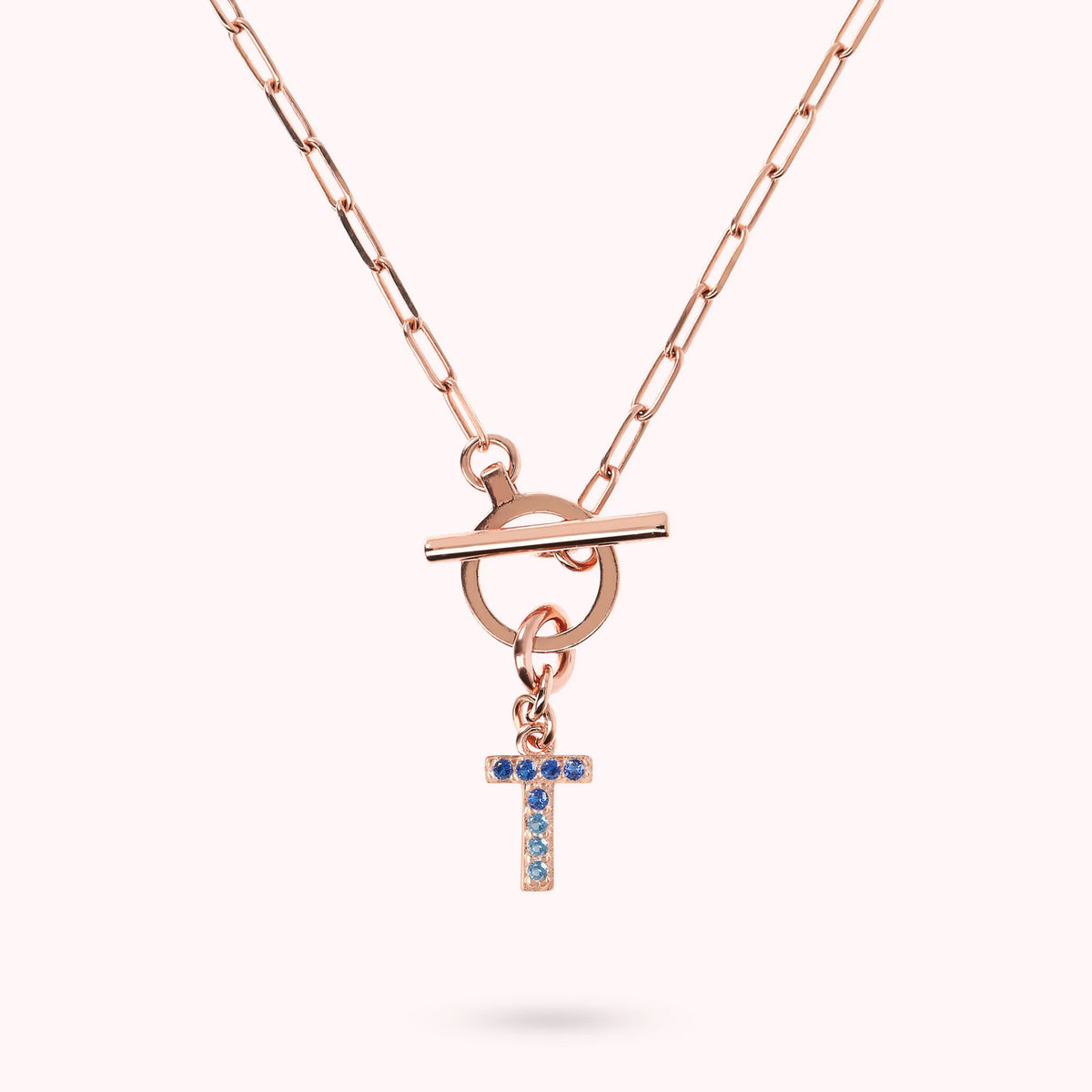 Mini Paper Link Bracelet with Letter Pavé and T-Bar