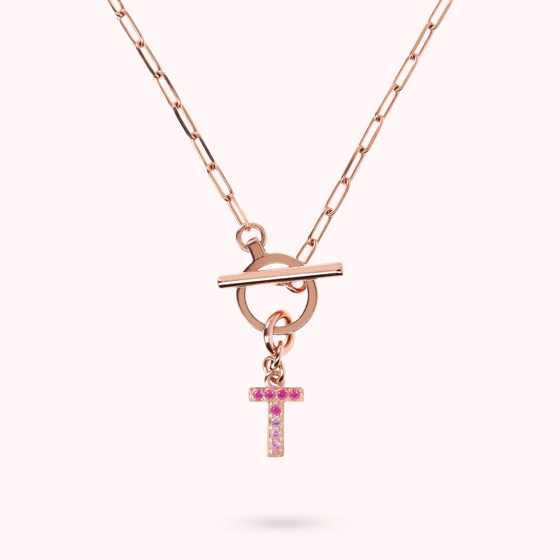 Mini Paper Link Bracelet with Letter Pavé and T-Bar