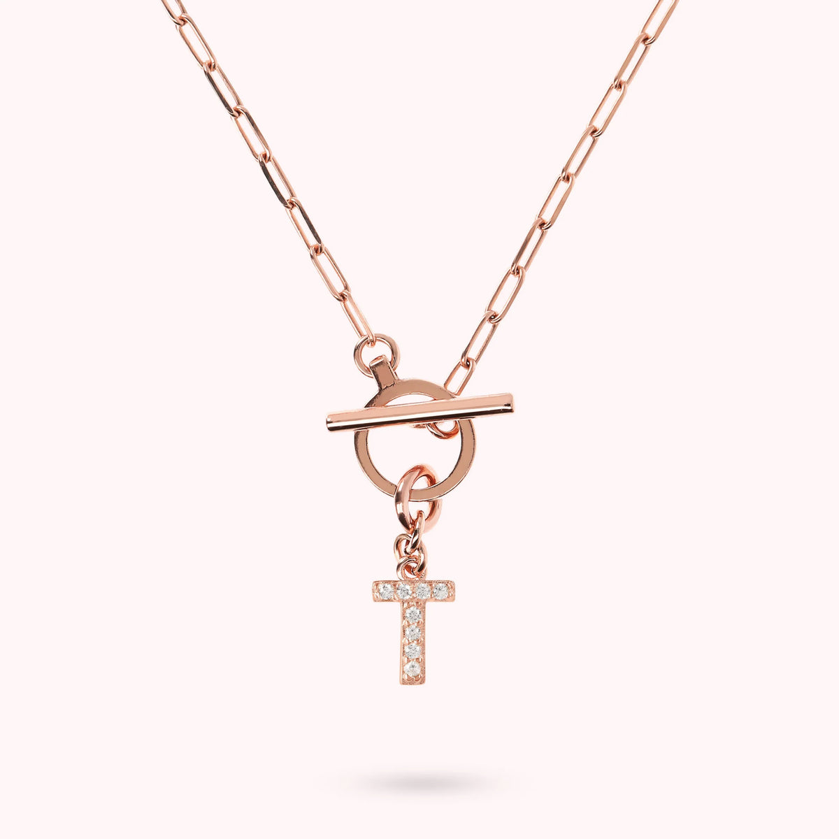 Mini Paper Link Bracelet with Letter Pavé and T-Bar