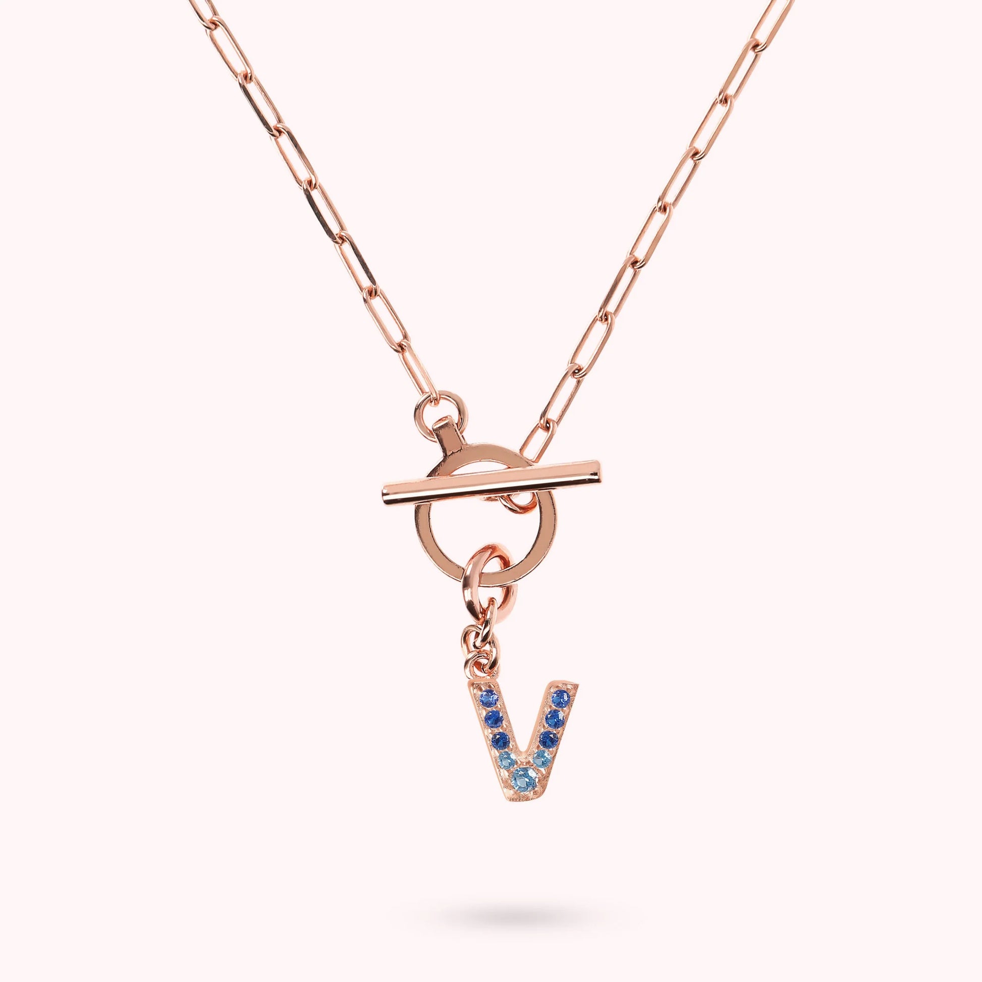 Mini Paper Link Bracelet with Letter Pavé and T-Bar
