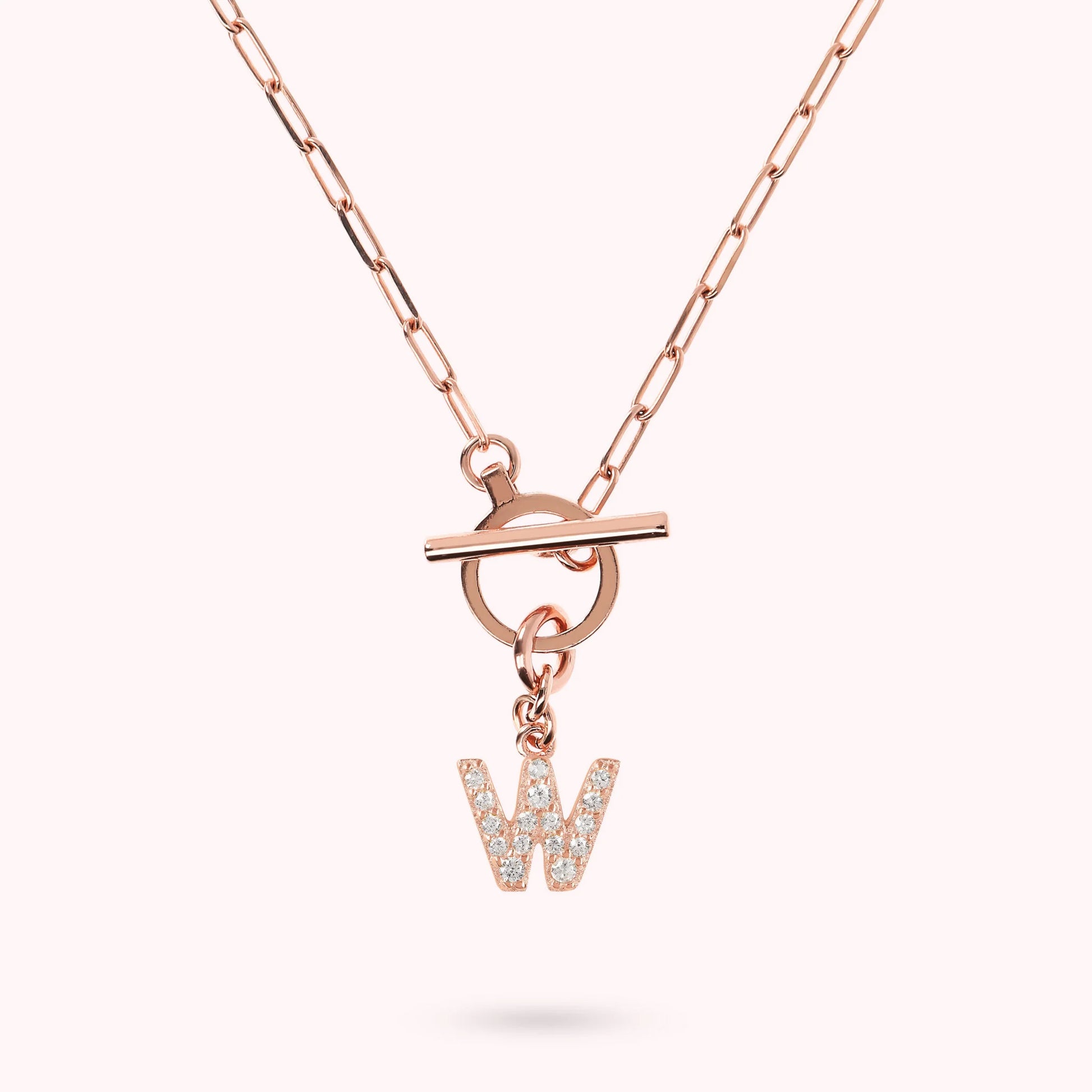Mini Paper Link Bracelet with Letter Pavé and T-Bar