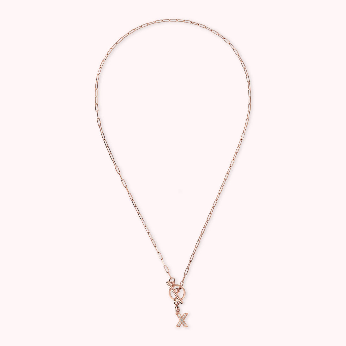 Mini Paper Link Bracelet with Letter Pavé and T-Bar
