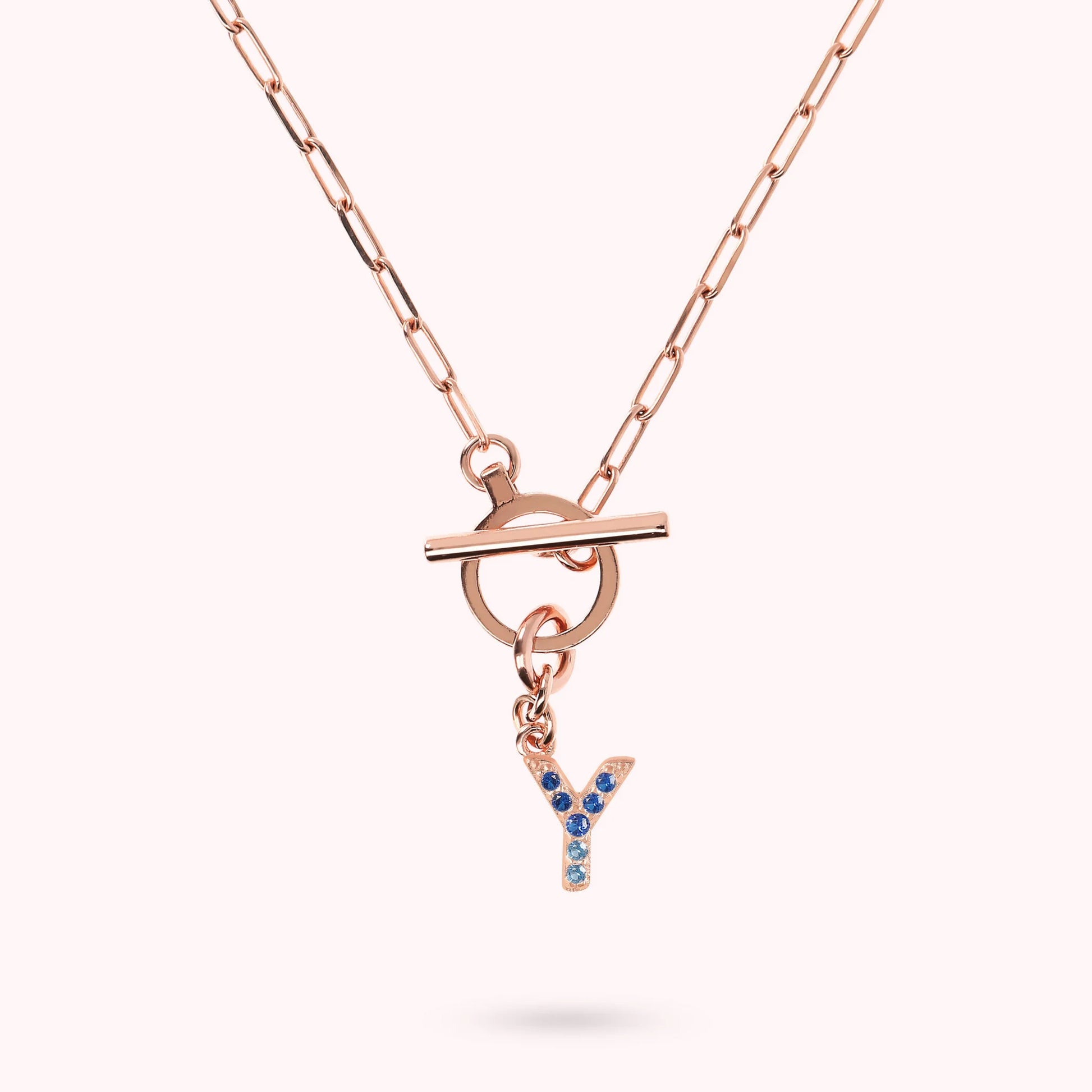 Mini Paper Link Bracelet with Letter Pavé and T-Bar