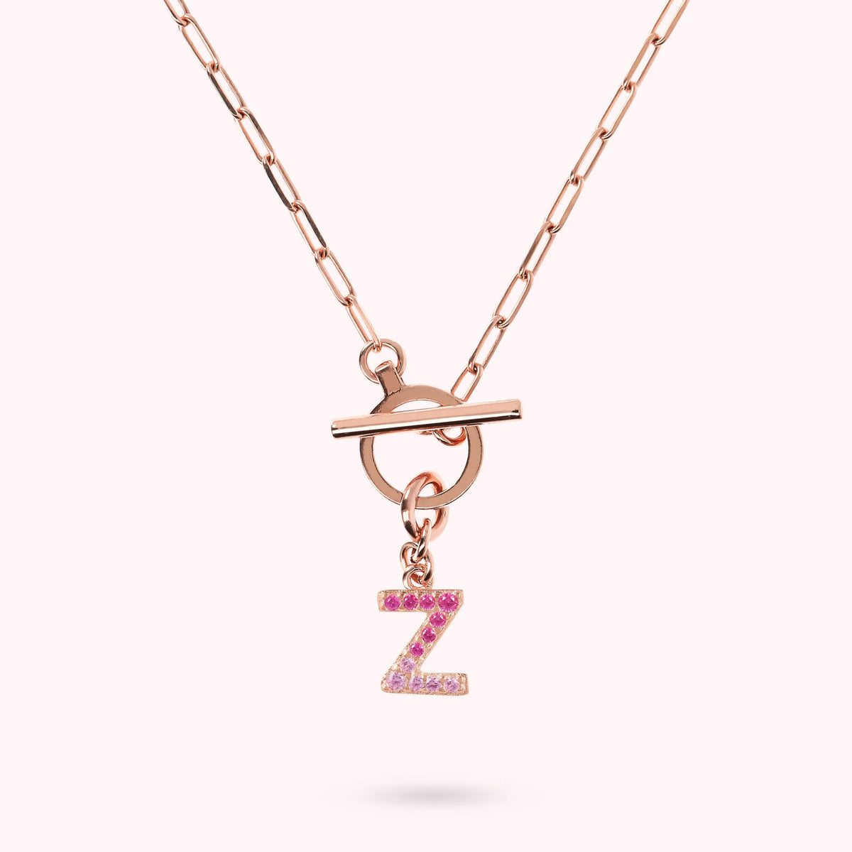 Mini Paper Link Bracelet with Letter Pavé and T-Bar