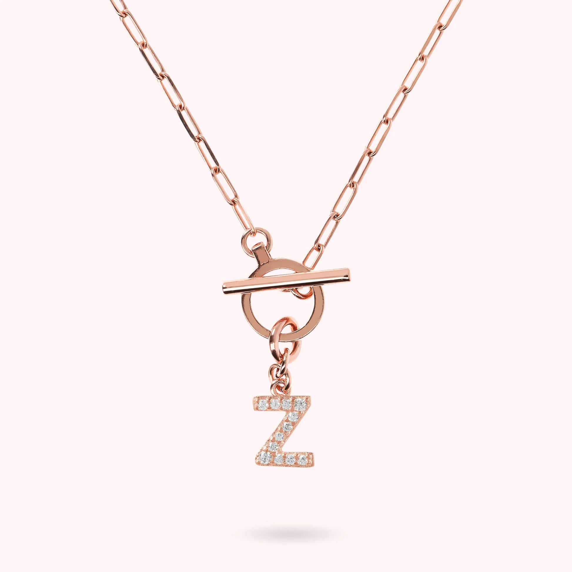 Mini Paper Link Bracelet with Letter Pavé and T-Bar