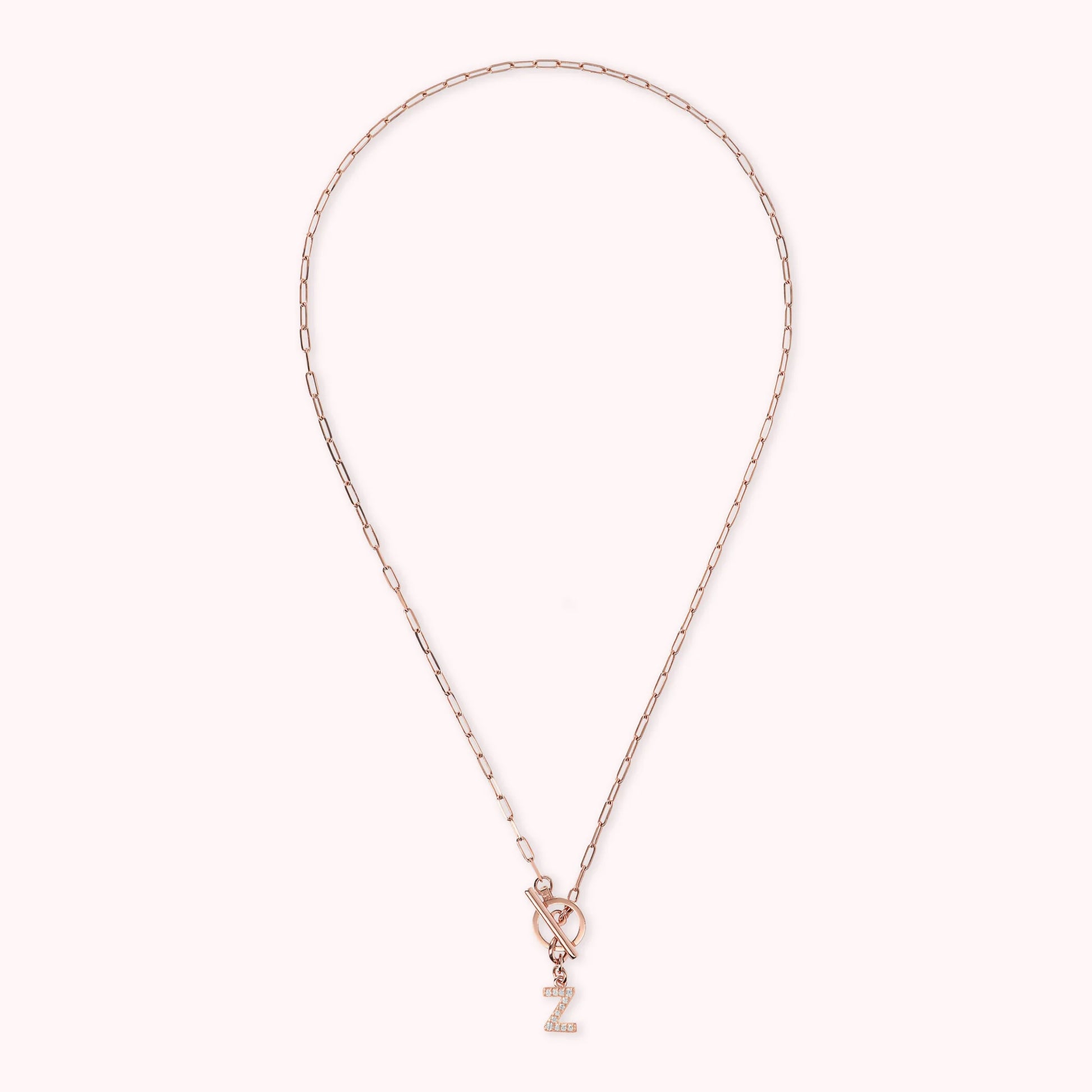Mini Paper Link Bracelet with Letter Pavé and T-Bar