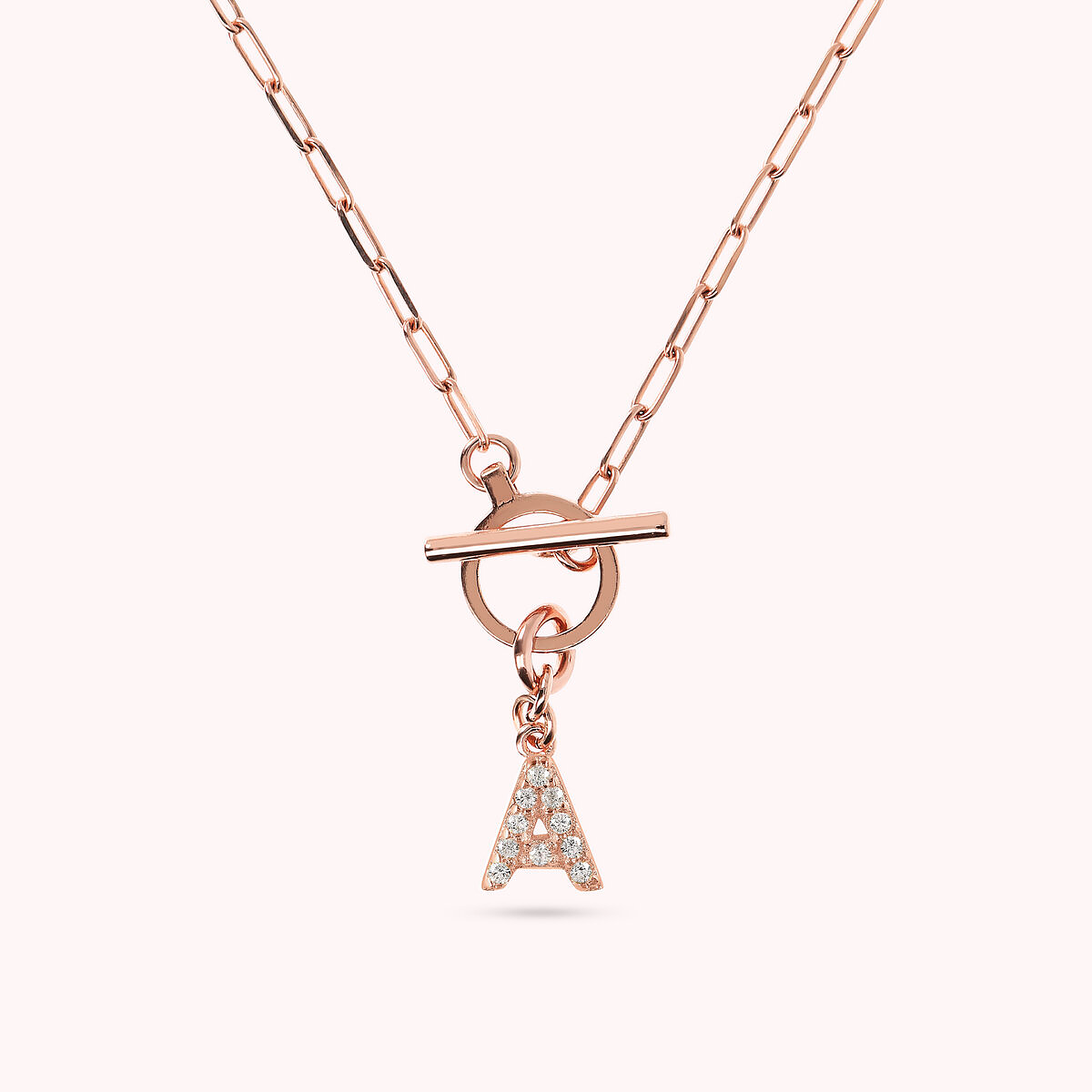 Forzatina Chain Necklace with Pavé Letter Pendant
