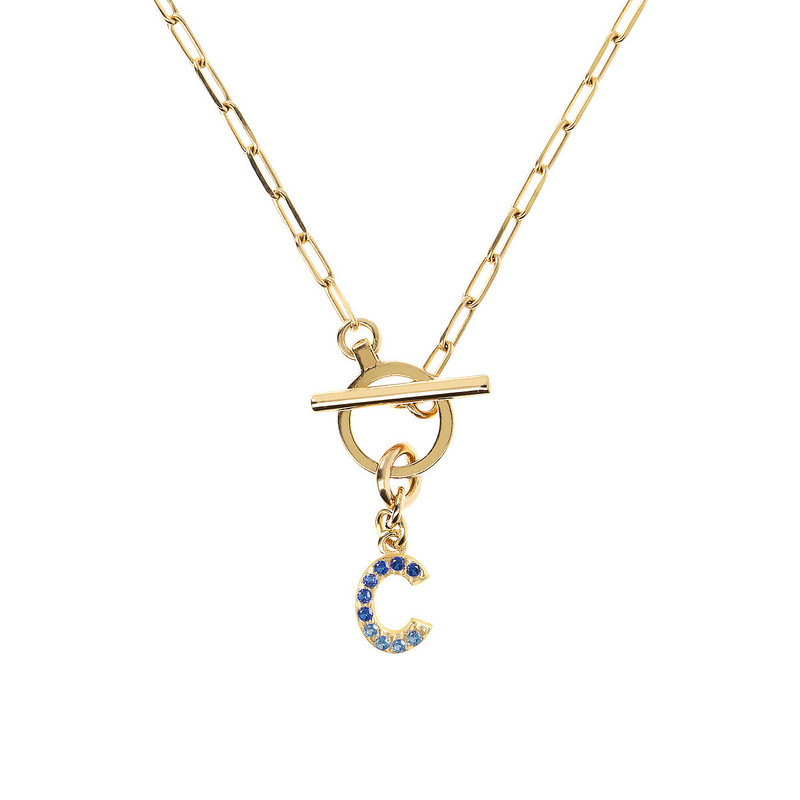 Collier chaîne Forzatina doré avec pendentif lettre pavé en zircone cubique