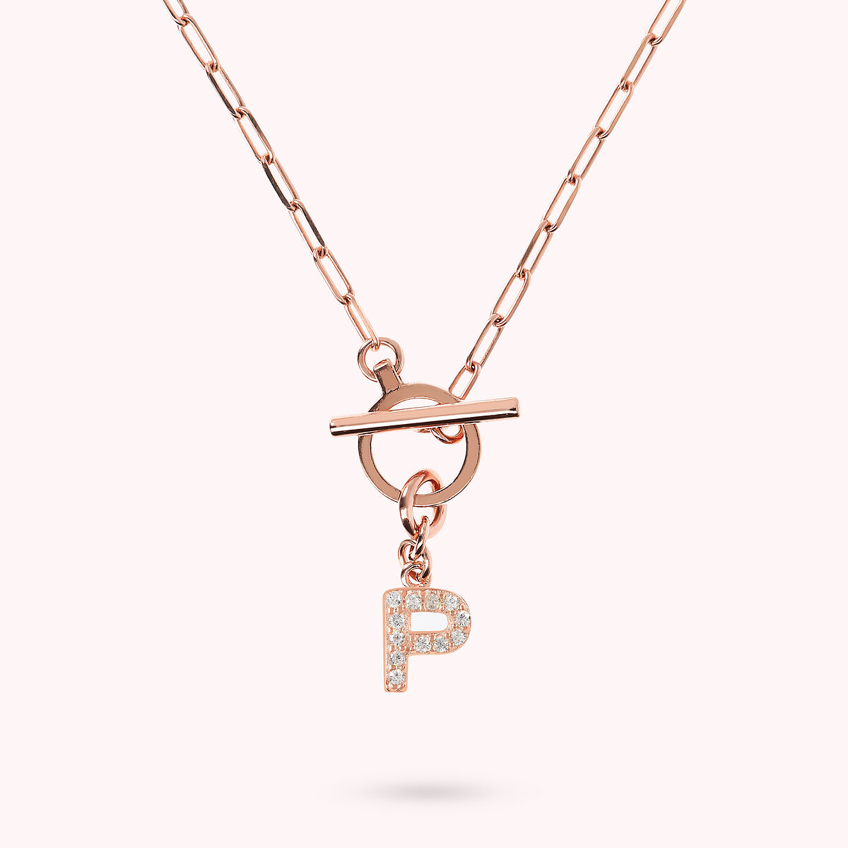 Forzatina Chain Necklace with Pavé Letter Pendant