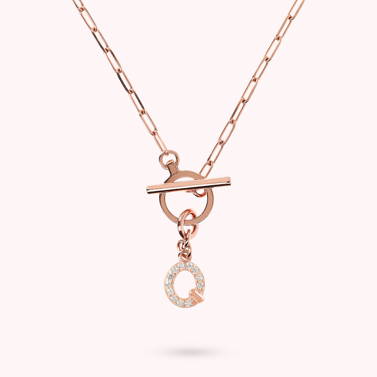 Forzatina Chain Necklace with Pavé Letter Pendant