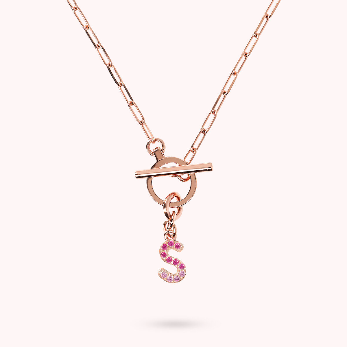 Forzatina Chain Necklace with Pavé Letter Pendant