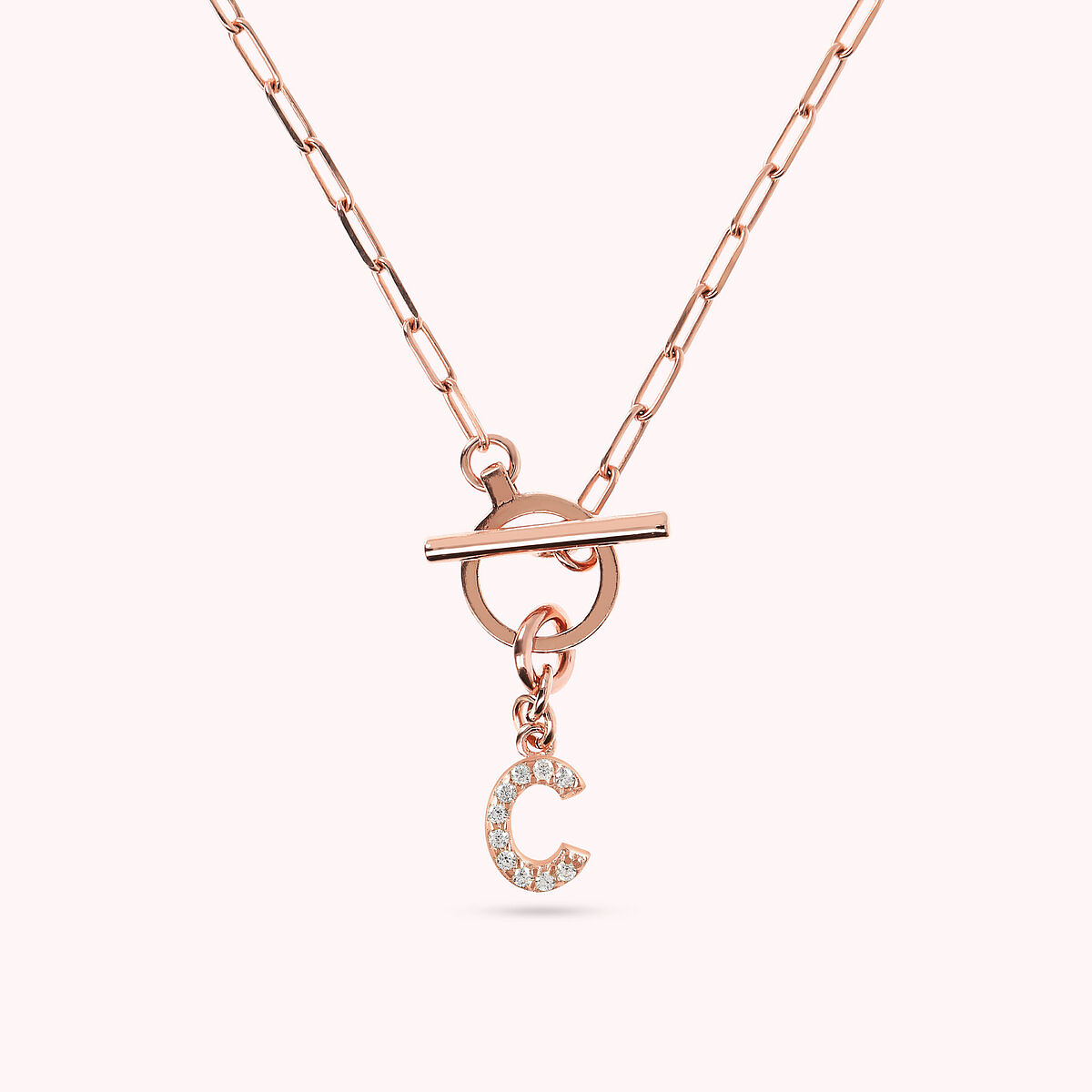 Forzatina Chain Necklace with Pavé Letter Pendant