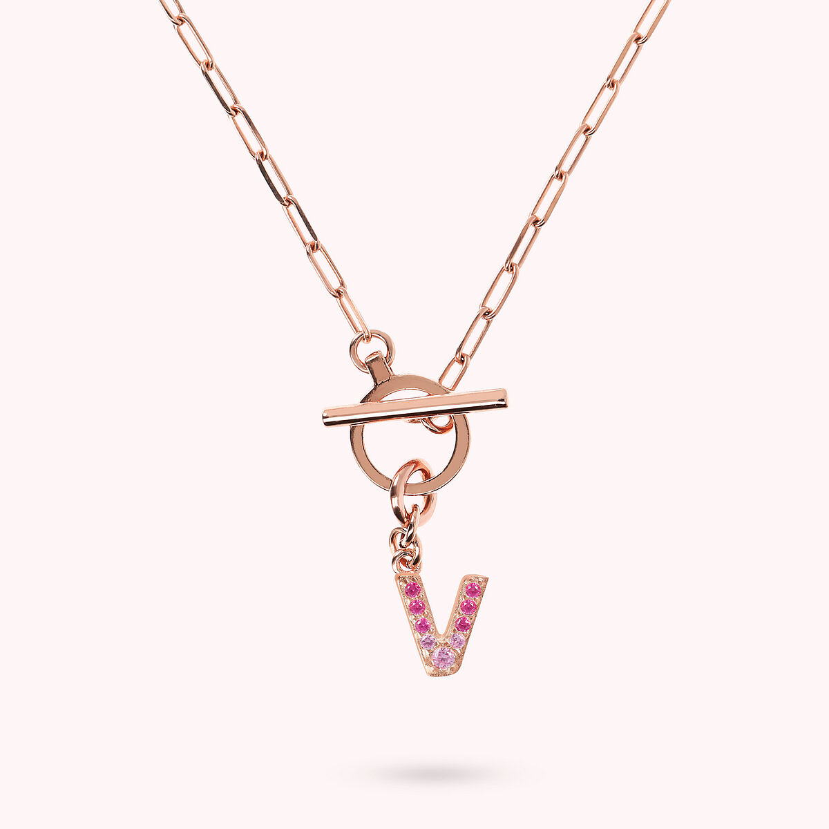 Forzatina Chain Necklace with Pavé Letter Pendant