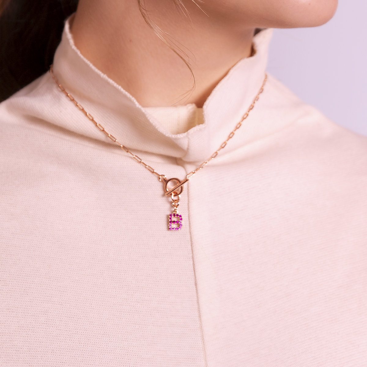 Forzatina Chain Necklace with Pavé Letter Pendant