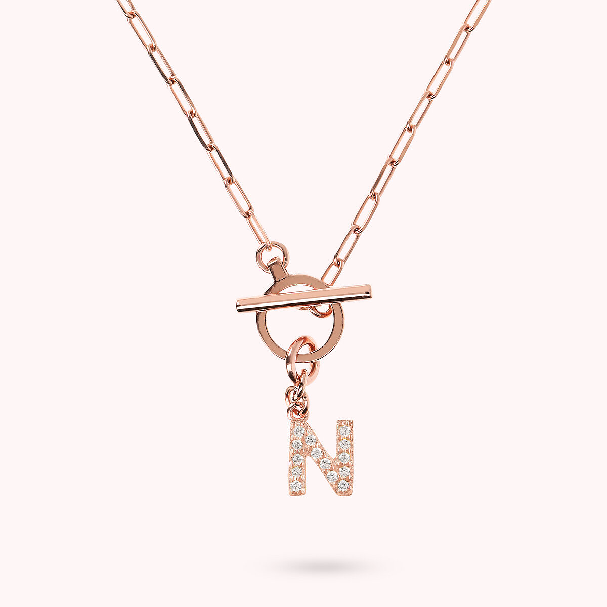 Forzatina Chain Necklace with Pavé Letter Pendant
