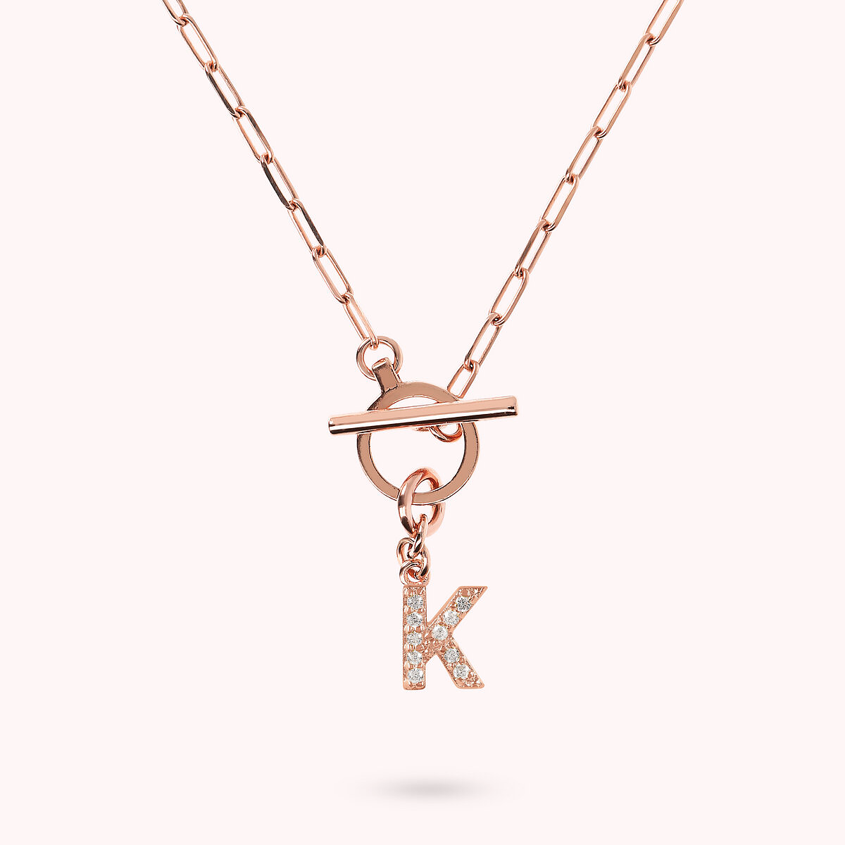 Forzatina Chain Necklace with Pavé Letter Pendant