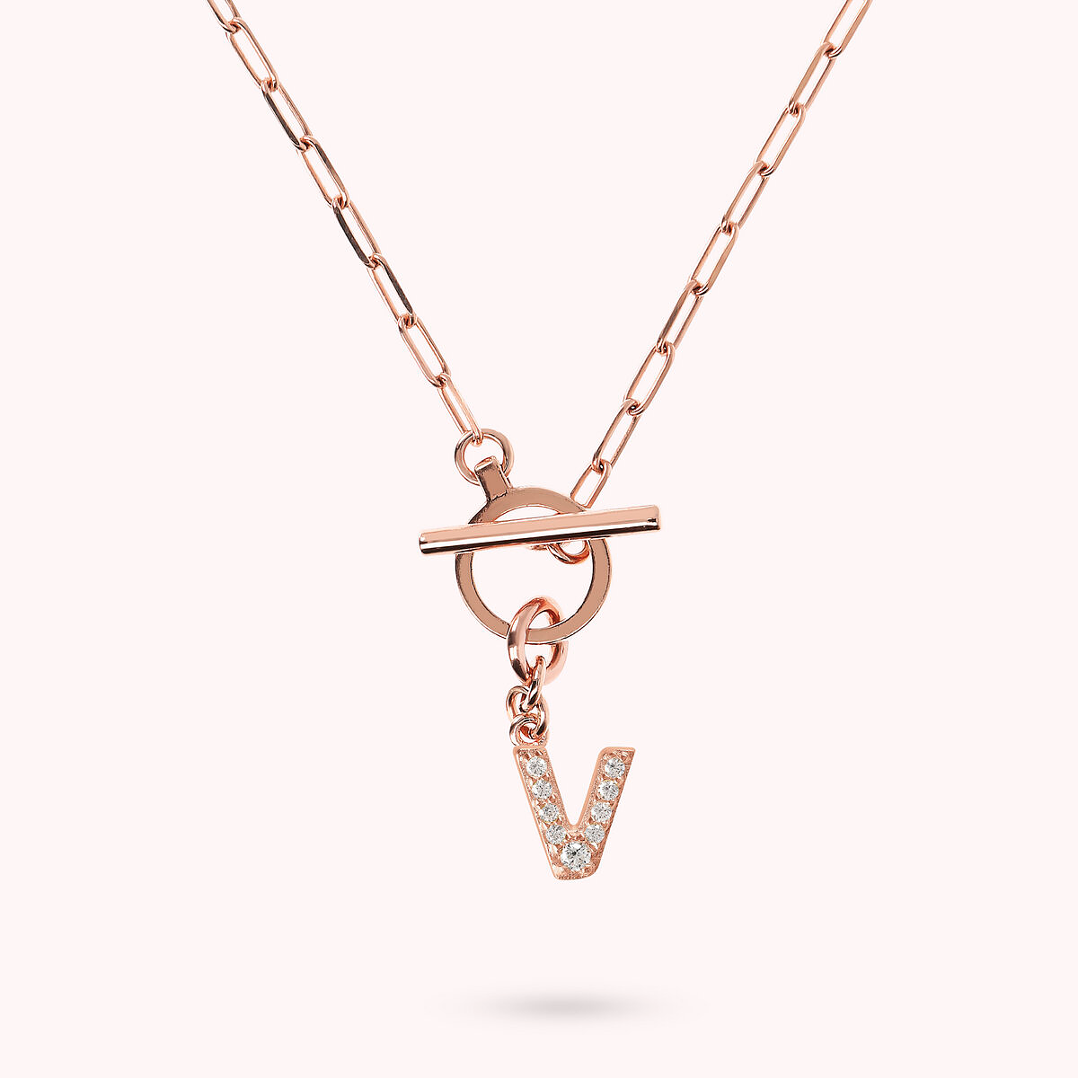 Forzatina Chain Necklace with Pavé Letter Pendant