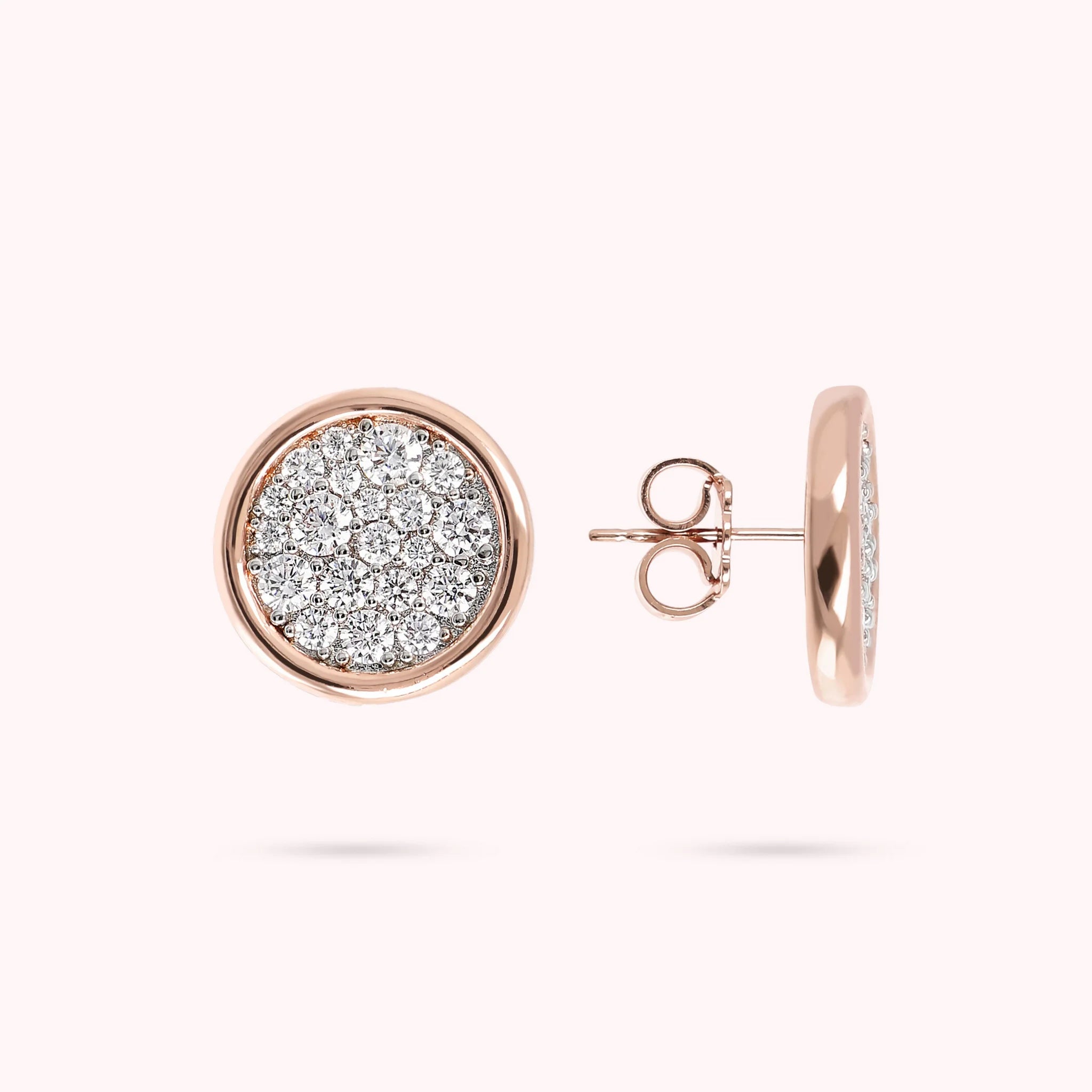 Cubic Zirconia Pavé Button Earrings