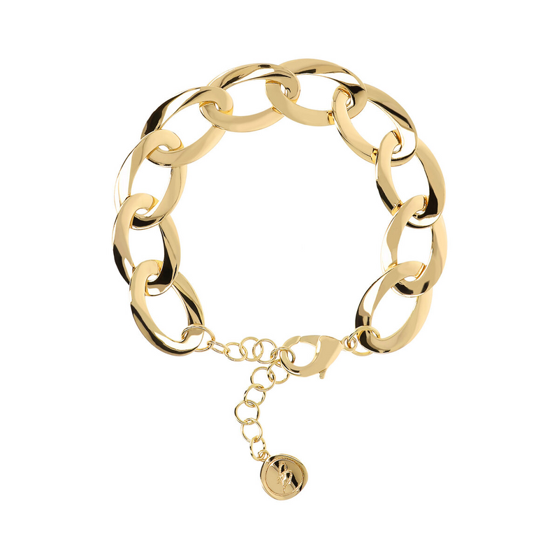 Golden Elongated Curb Chain Bracelet
