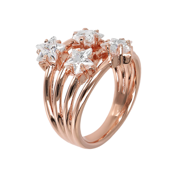 Multi-strand Ring with Cubic Zirconia Stars