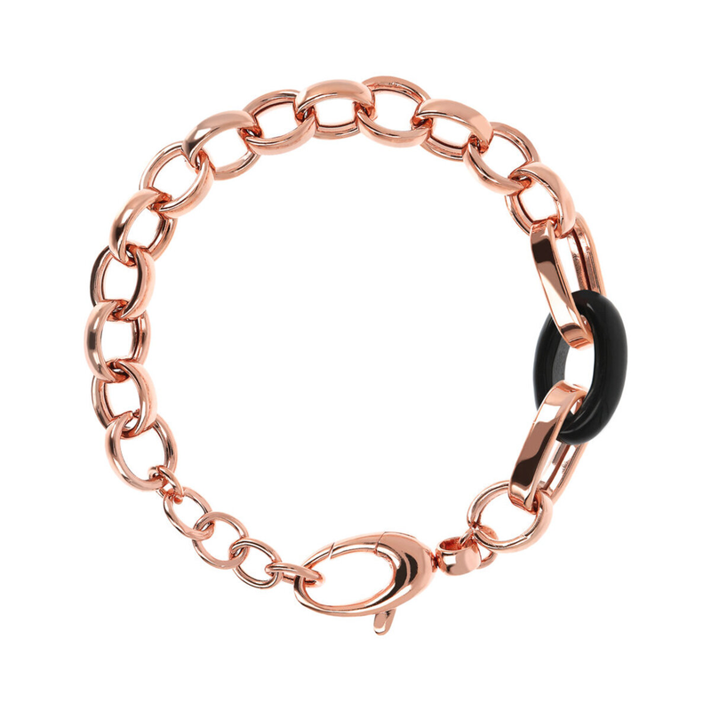 Bracelet avec chaîne Rolo et élément ovale en pierre naturelle
