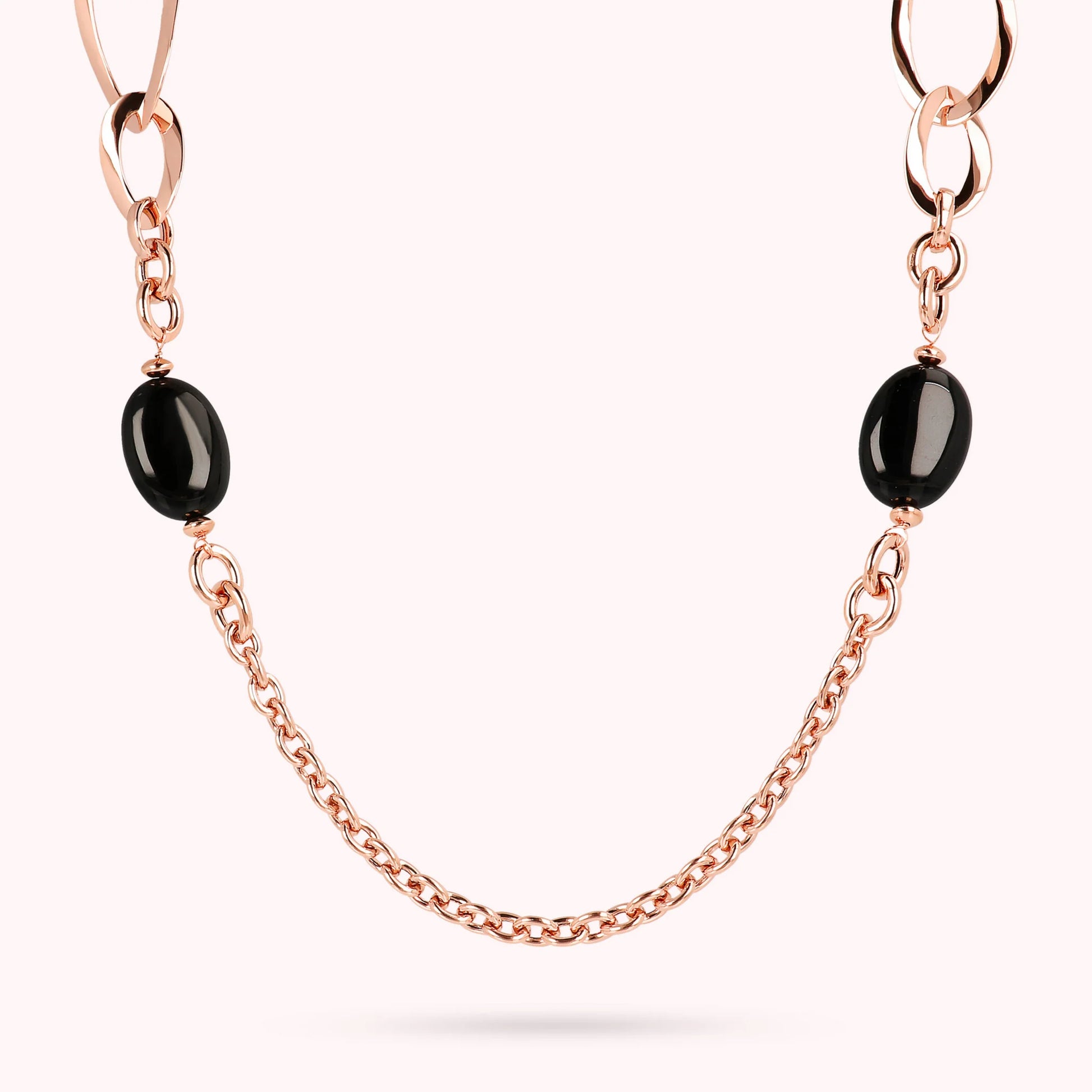Rolò Oval Chain and Natural Stone Necklace