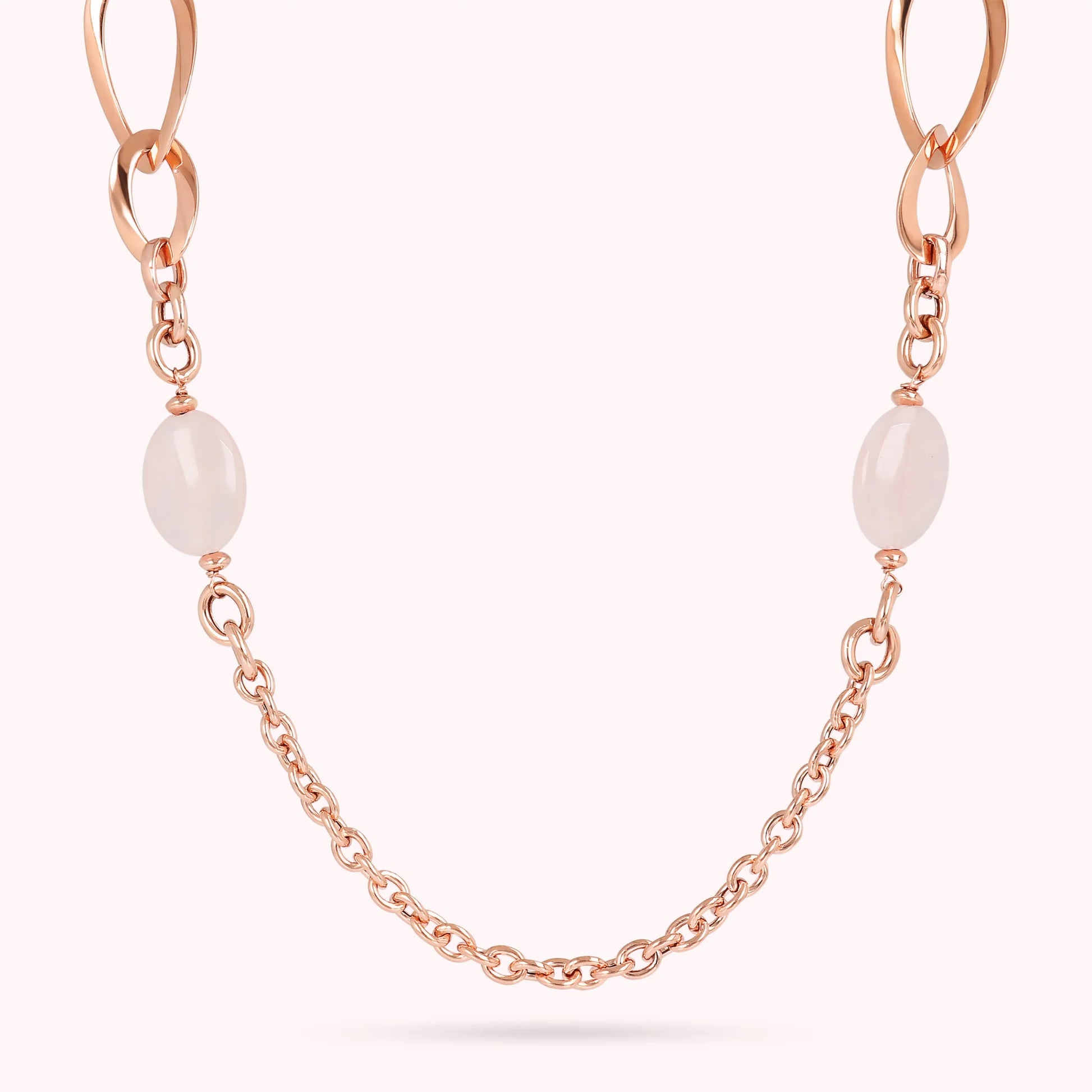 Rolò Oval Chain and Natural Stone Necklace
